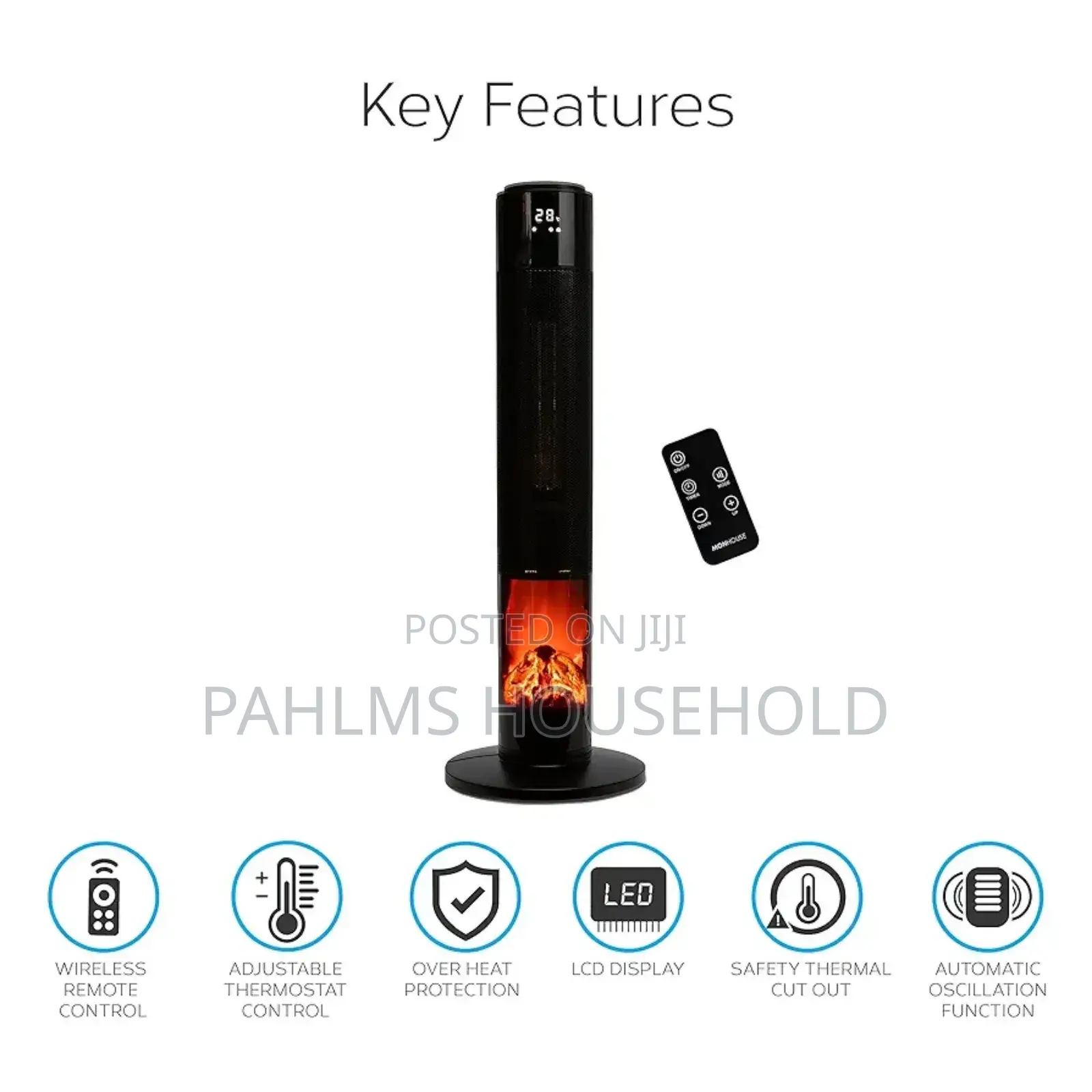 Oscillating 33" Tower Room Heater
