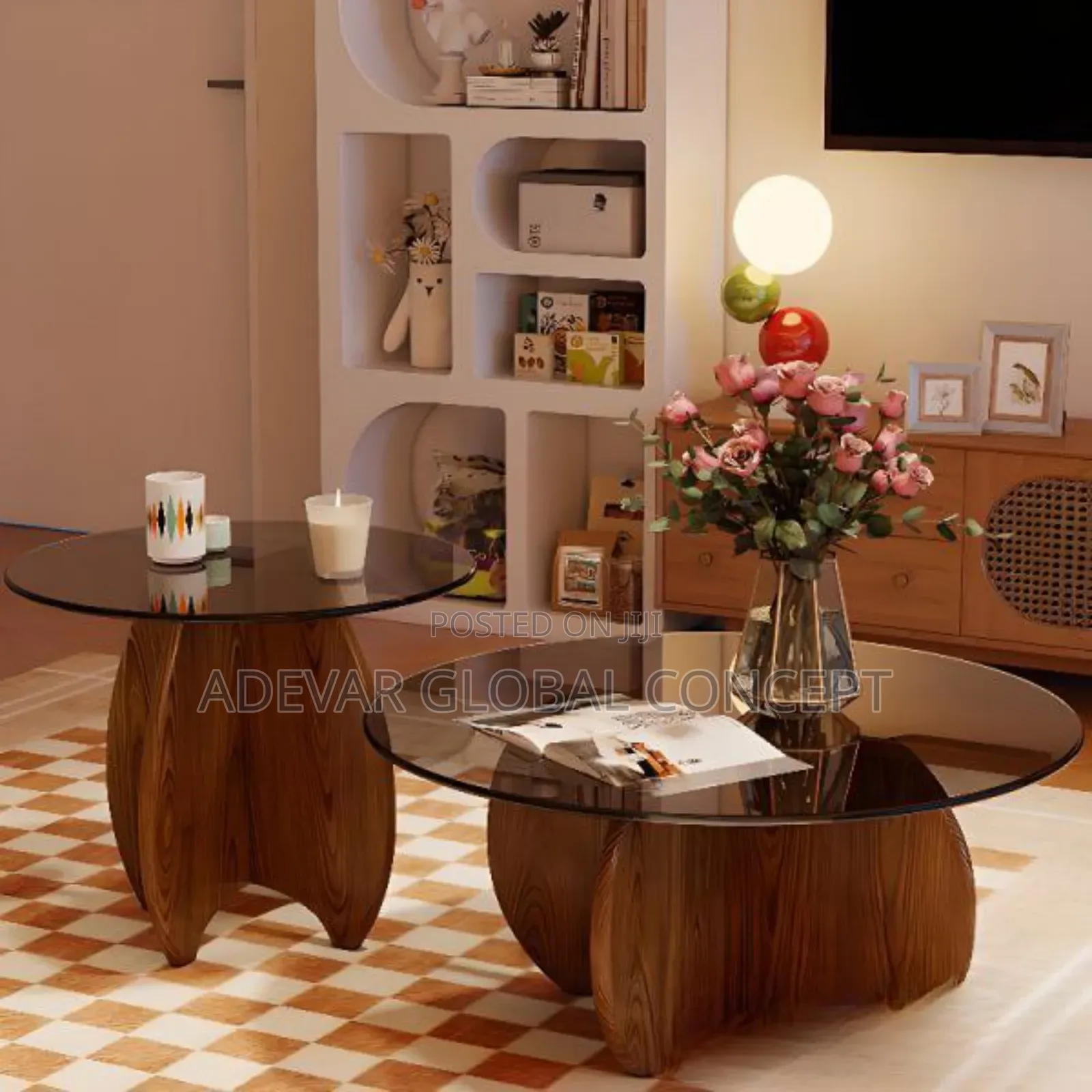 2 in 1 Nordic Tampered Glass Center Table for Home Office Use