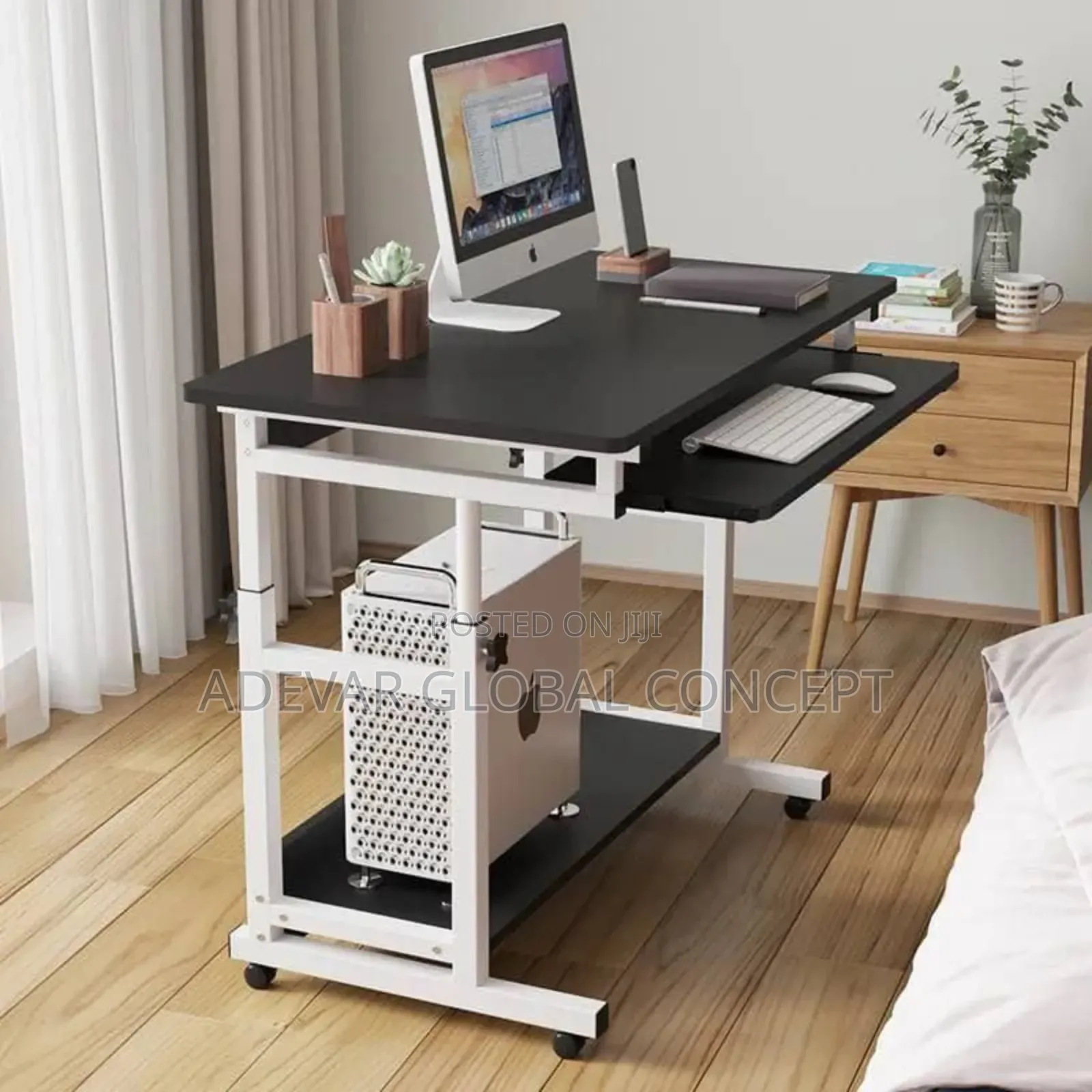 80cm Beside Laptop Desk / Adjustable Laptop Table - Black White