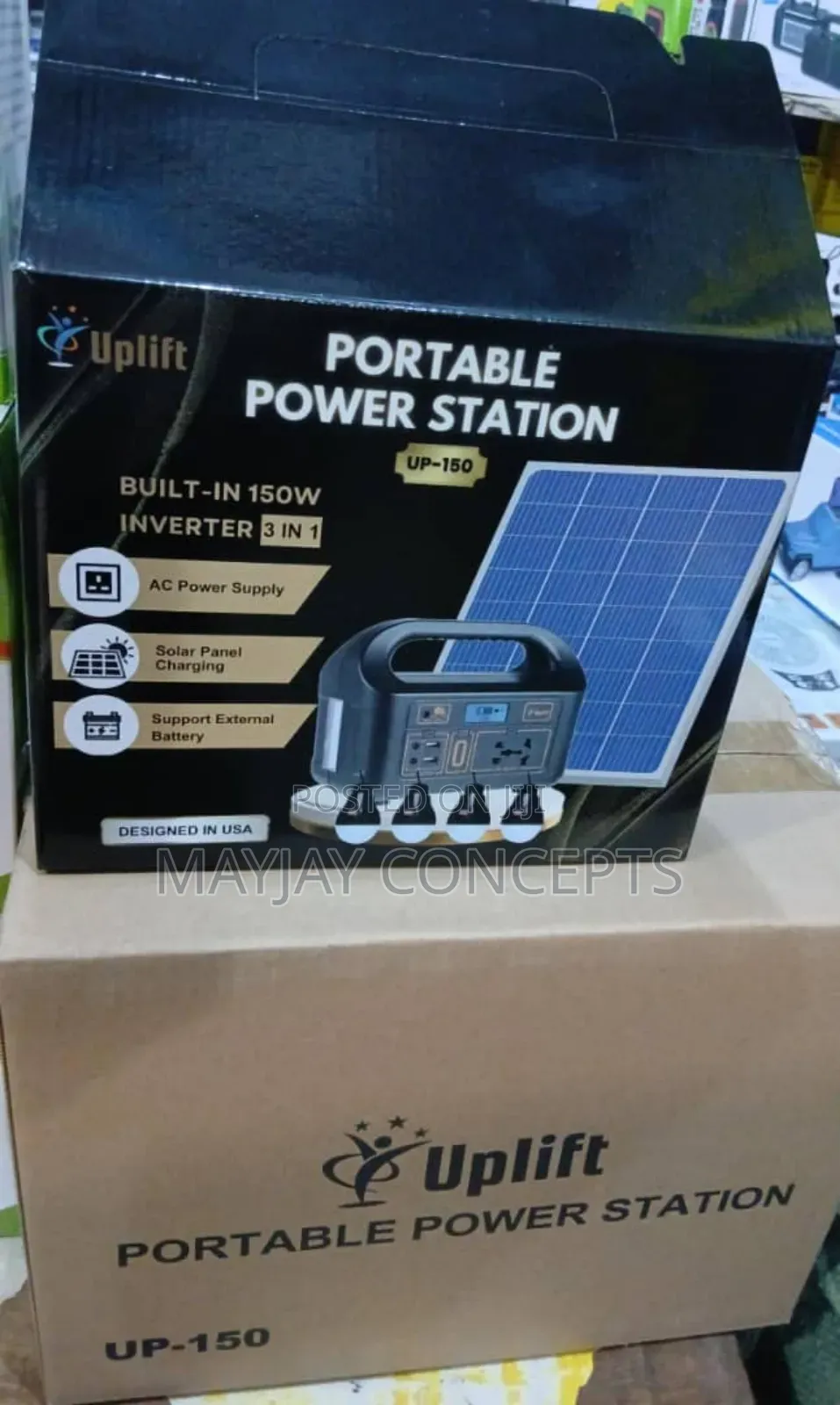Uplift 150w Portable Power Station With Panel+4-Bulbs-Laptop,Tv,Fan