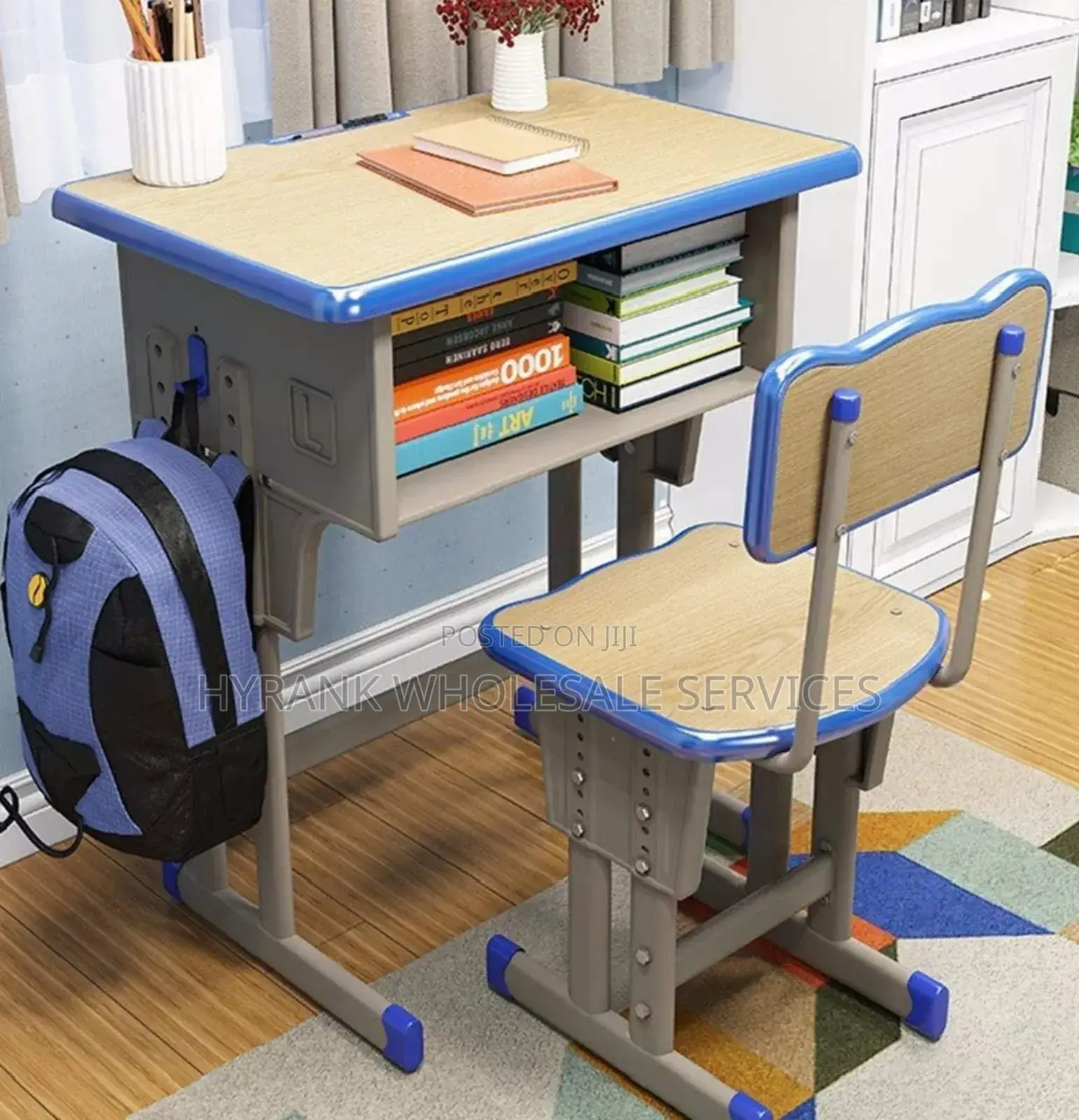 School Children Desk Set, a Set of Table and Chair, It Is Adjustable