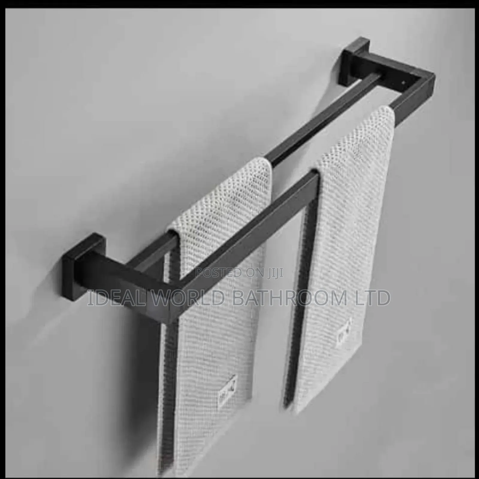 Double Square Towel Rail Black