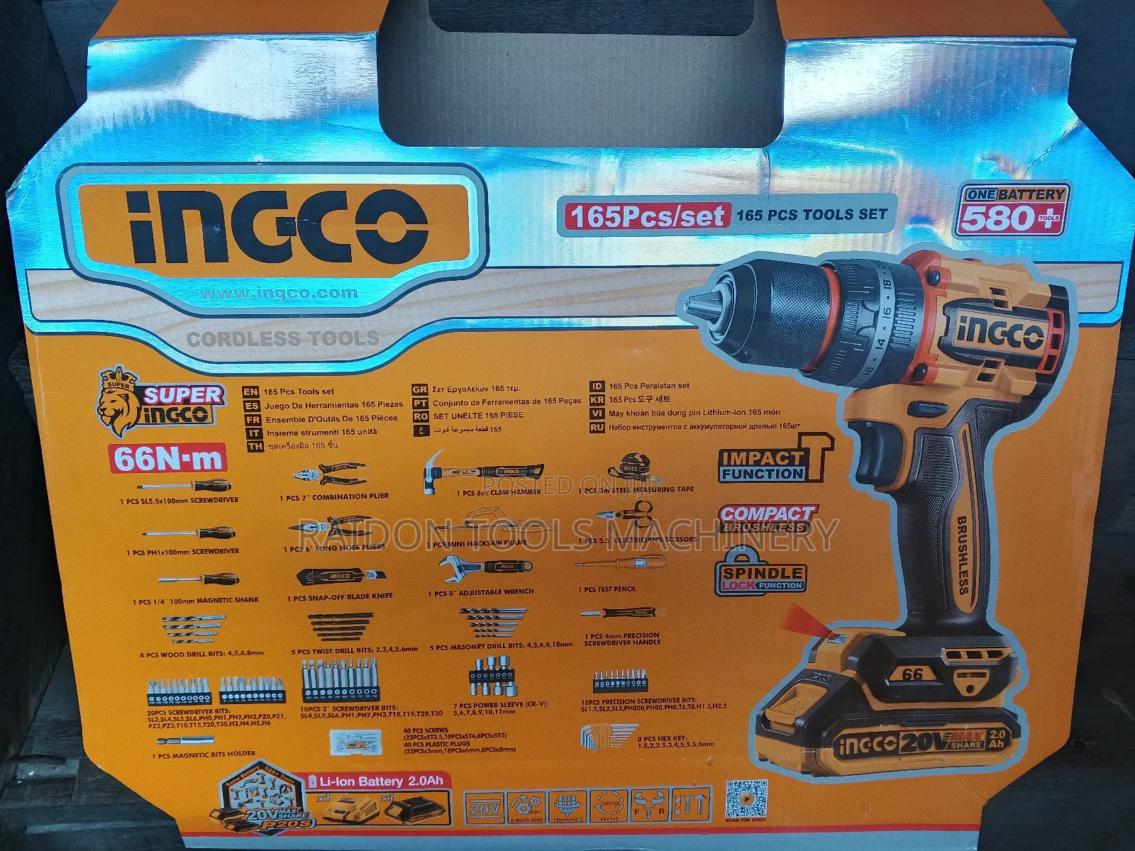 165pcs Ingco Cordless Screw Machine
