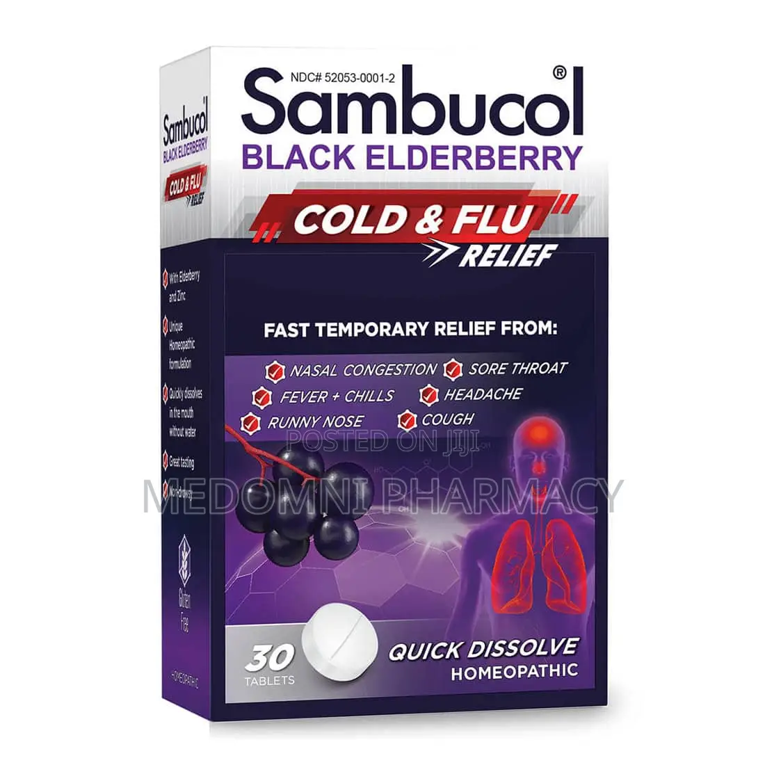 Sambucol Black Elderberry – Cold Flu Relief, 30 Tablets