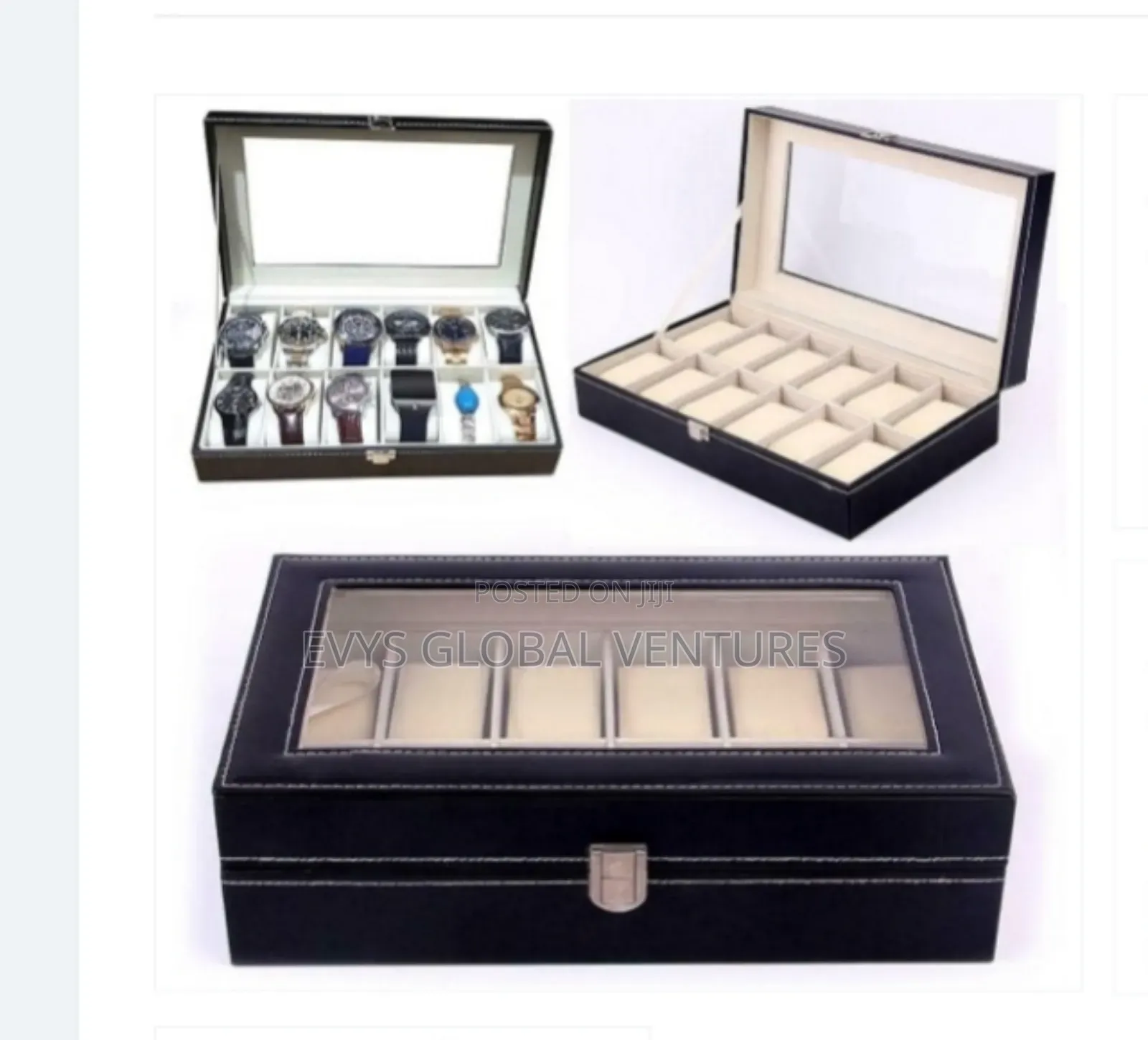 12 Slots Wooden Leather Wristwatch Storage Box