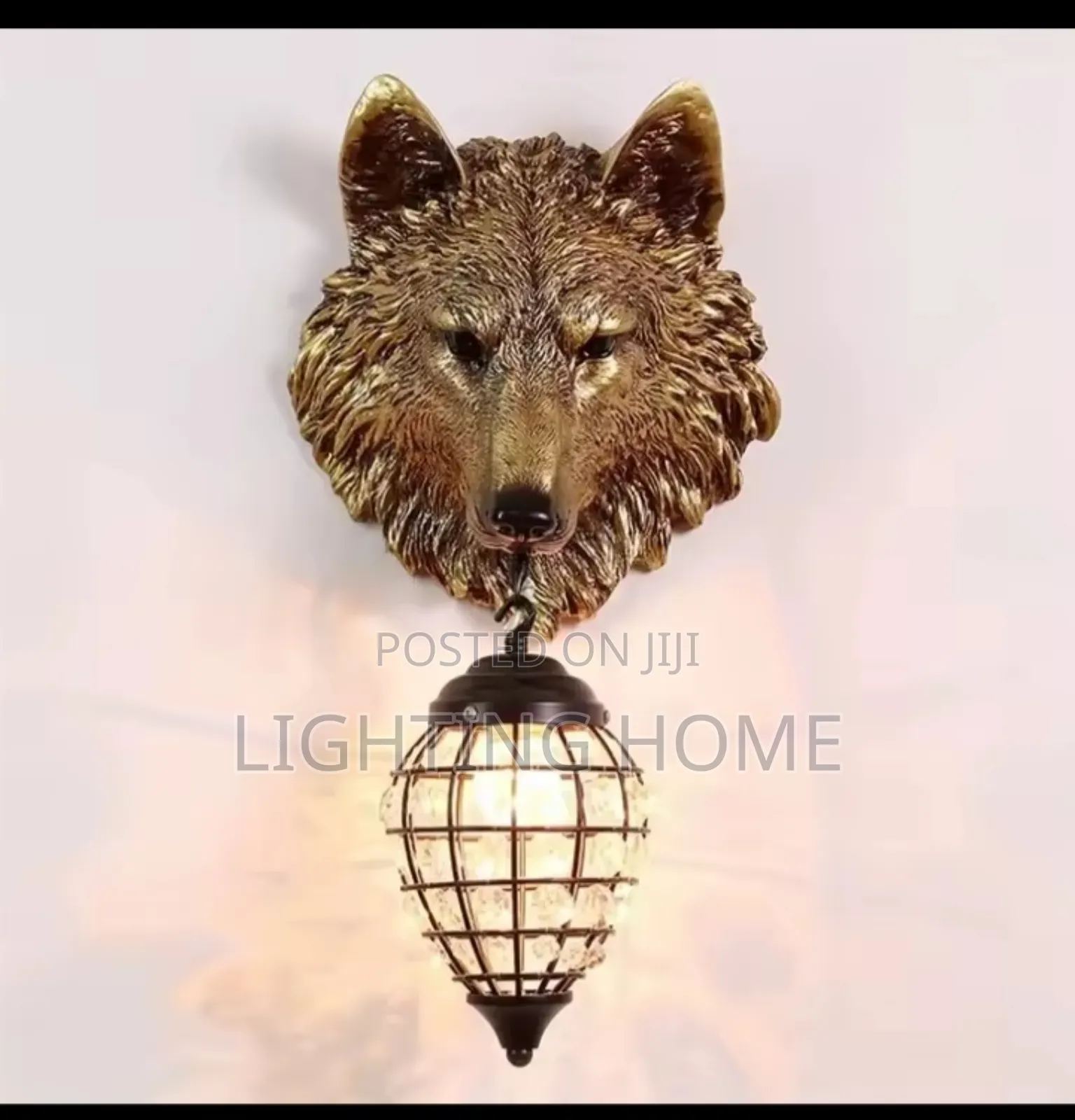 Crystal Wolf Gold Body Wall Lamp