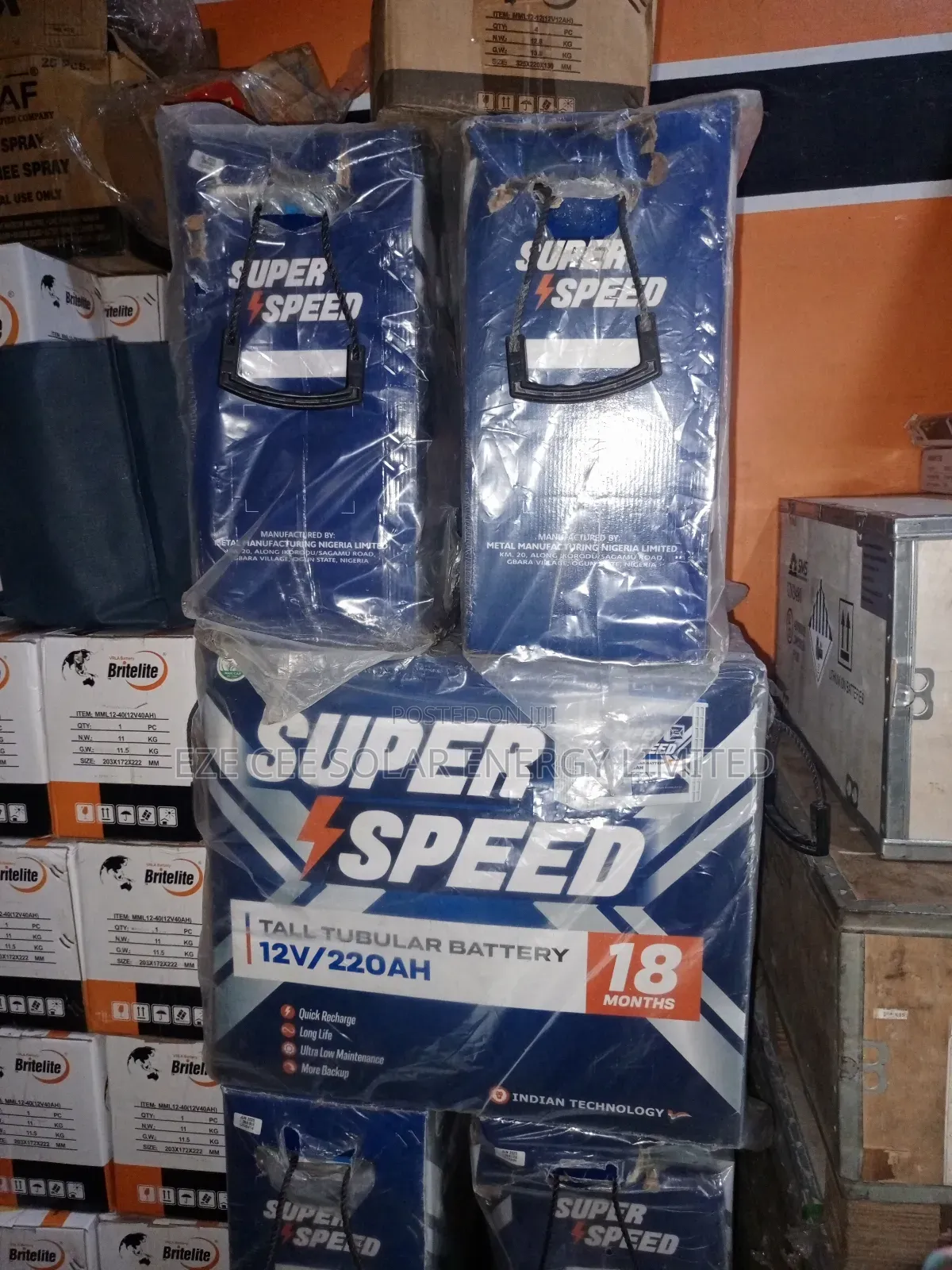 Super Speed 12v 220ahms Tubular Battery