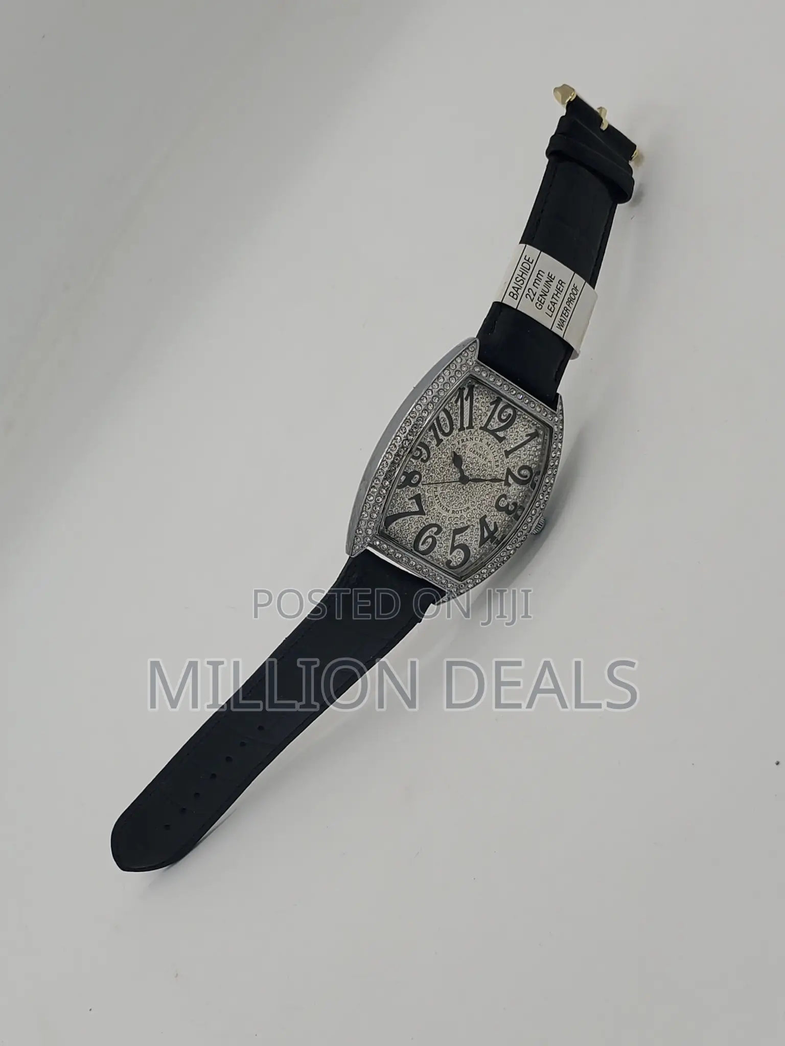 Men's Iced Leather Stylish Wrist Watch Black