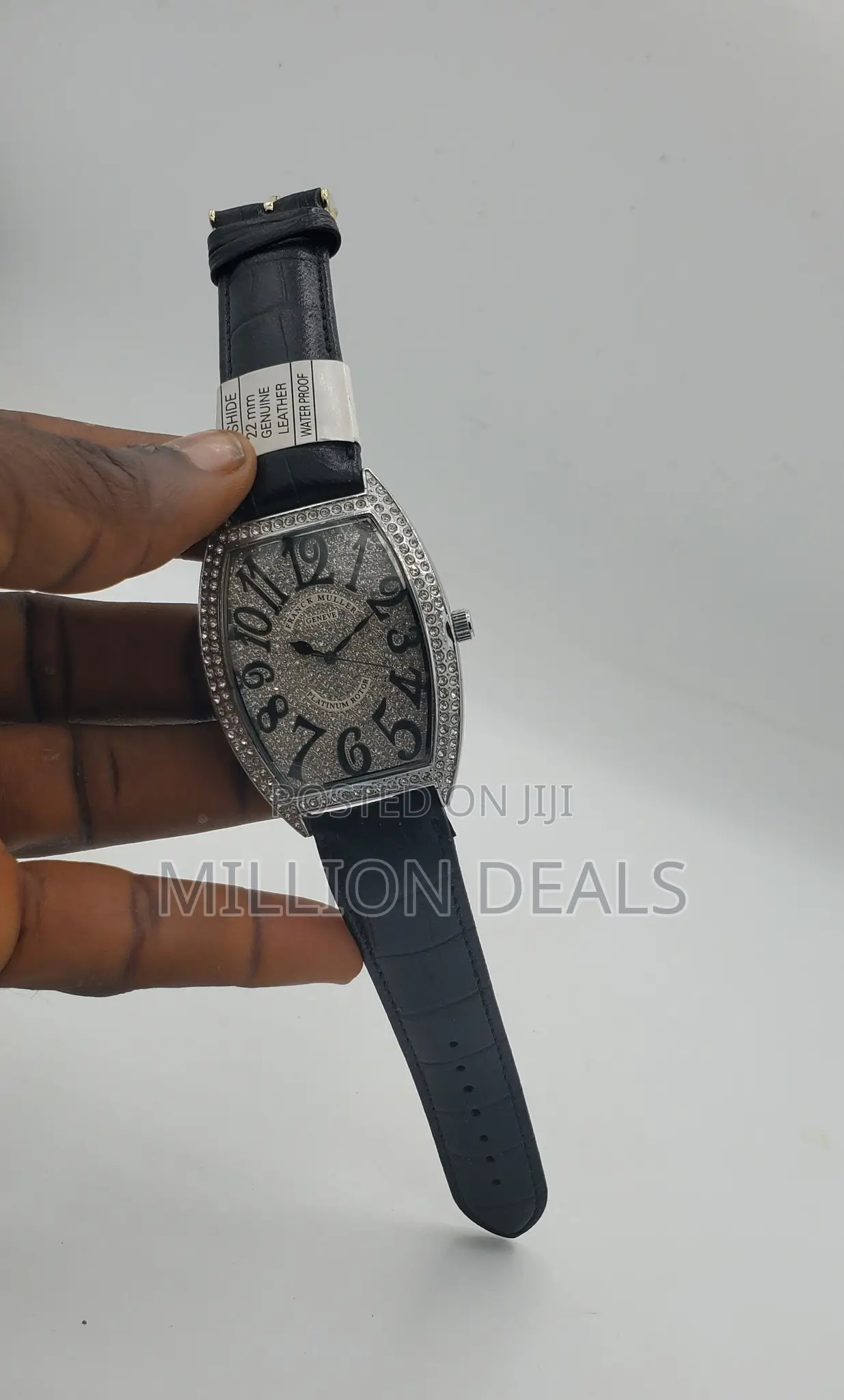 Men's Iced Leather Stylish Wrist Watch Black
