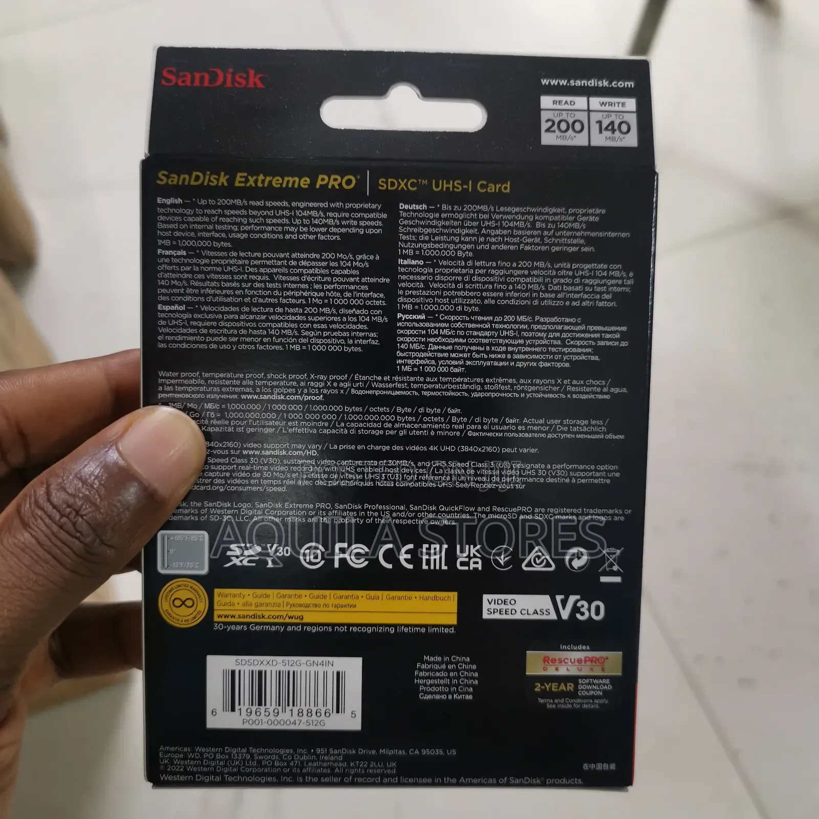 Sandisk Extreme Pro 512gb SDXC Uhs-I Memory Card