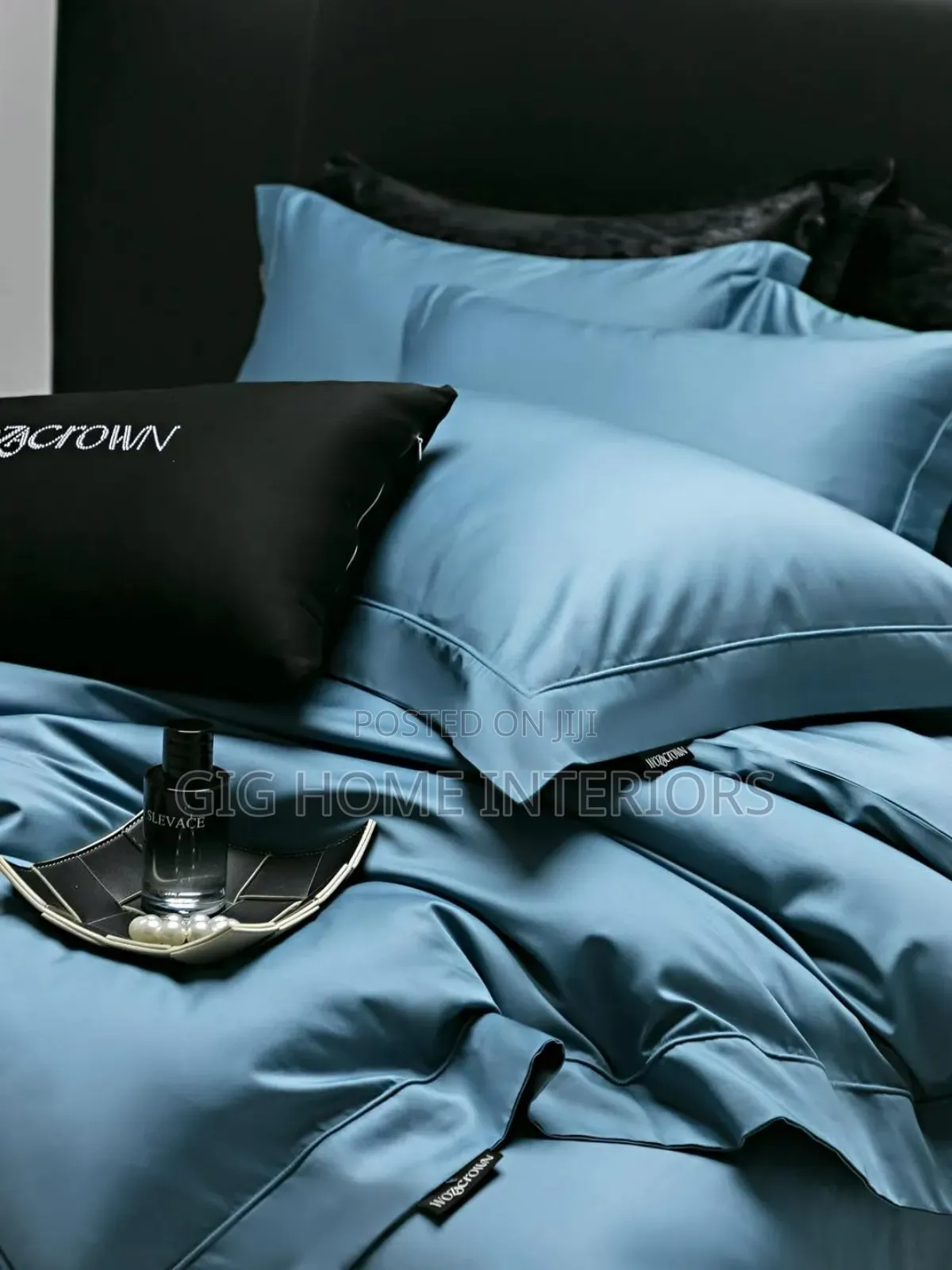 Premuim Silk Bedsheets Tin Blue