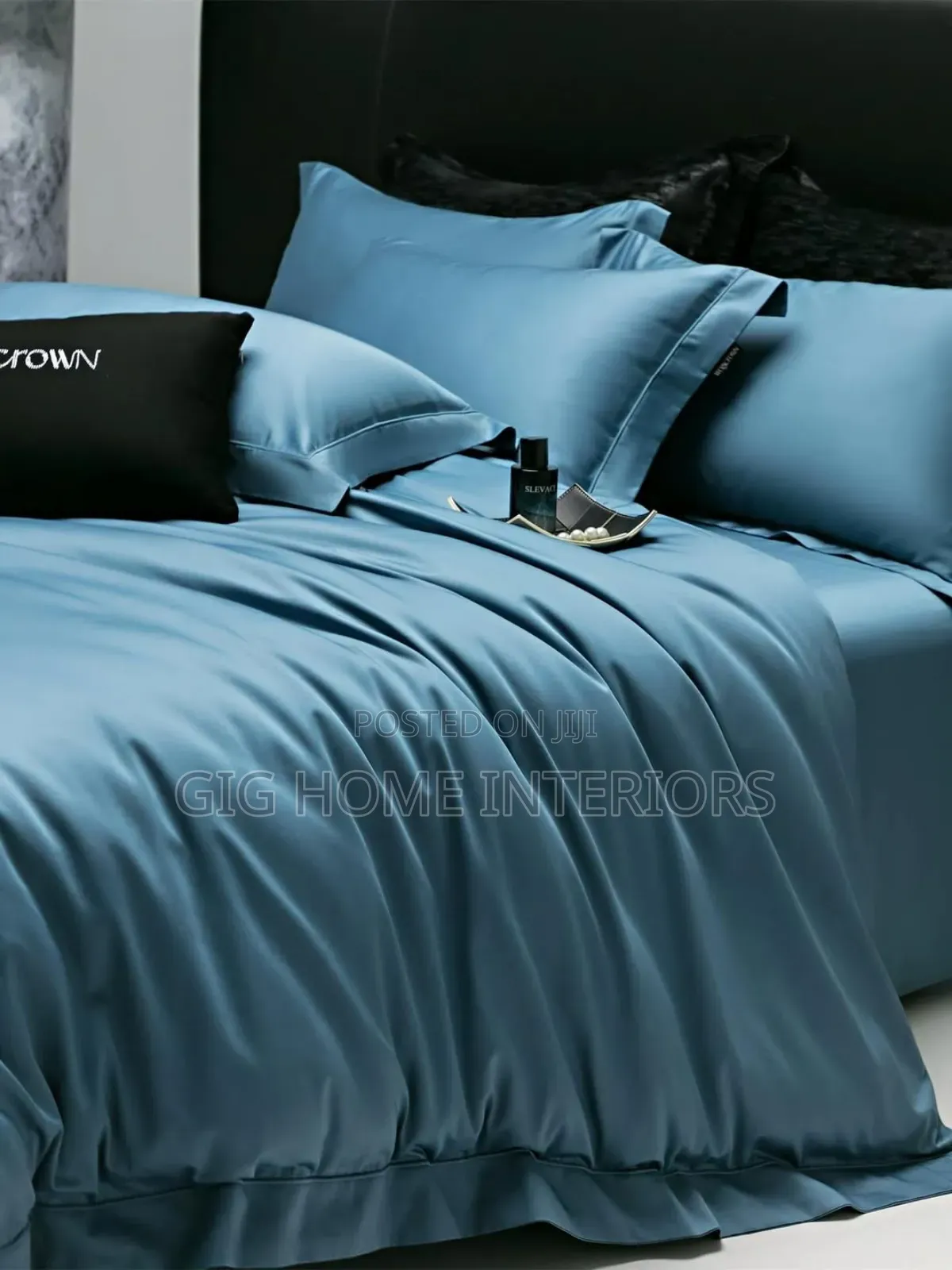Premuim Silk Bedsheets Tin Blue