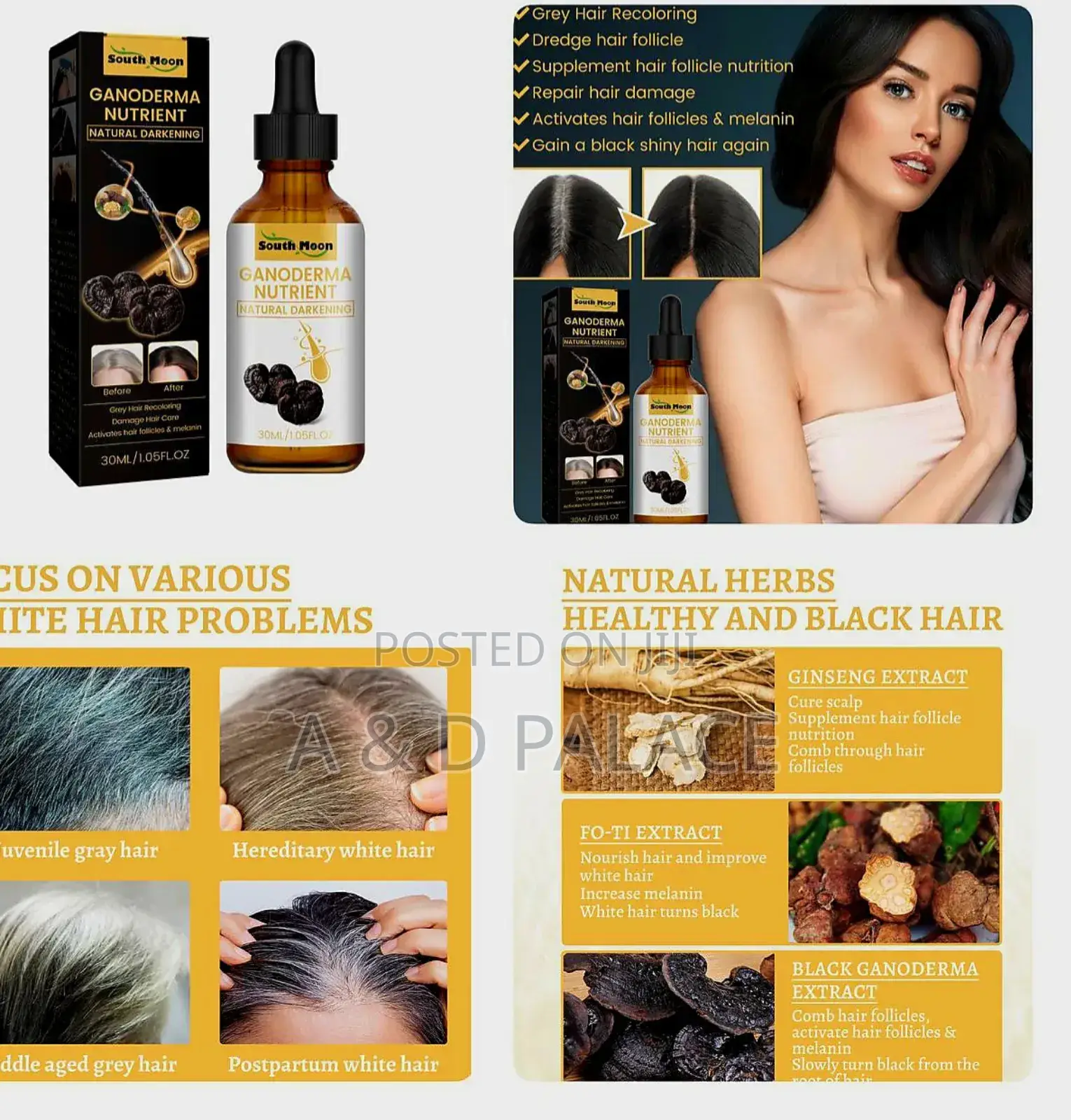 South Moon Ganoderma Nutrient Natural Hair Repair/Darkening