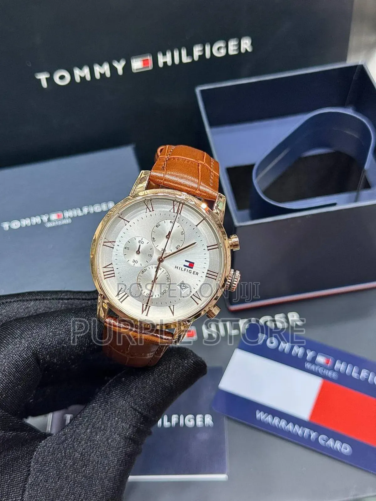 Tommy Hilfiger Functional Chronogrqph Leqther Wristwatch Full Package