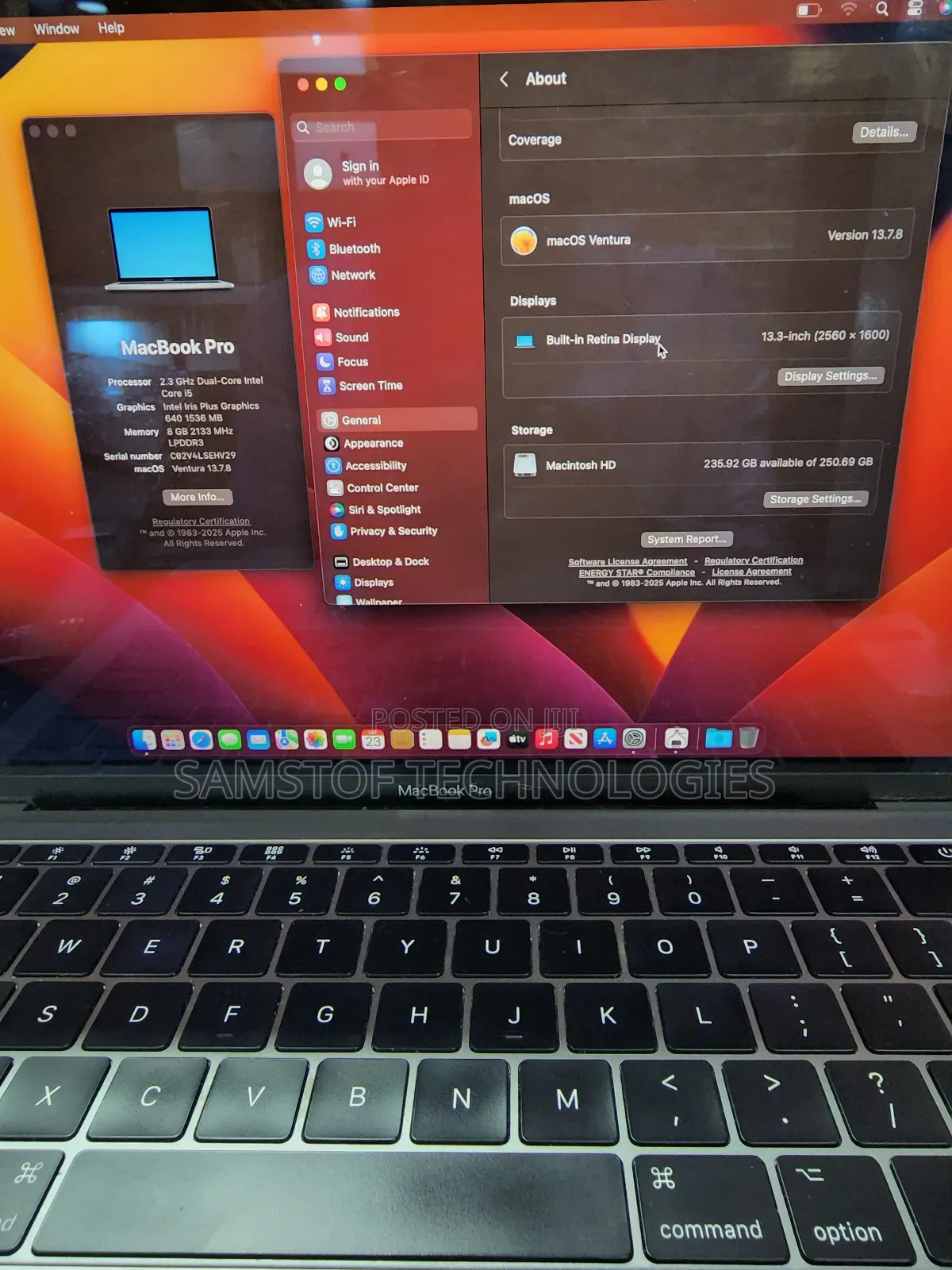 Laptop Apple MacBook Pro 2017 8GB Intel Core i5 SSD 256GB