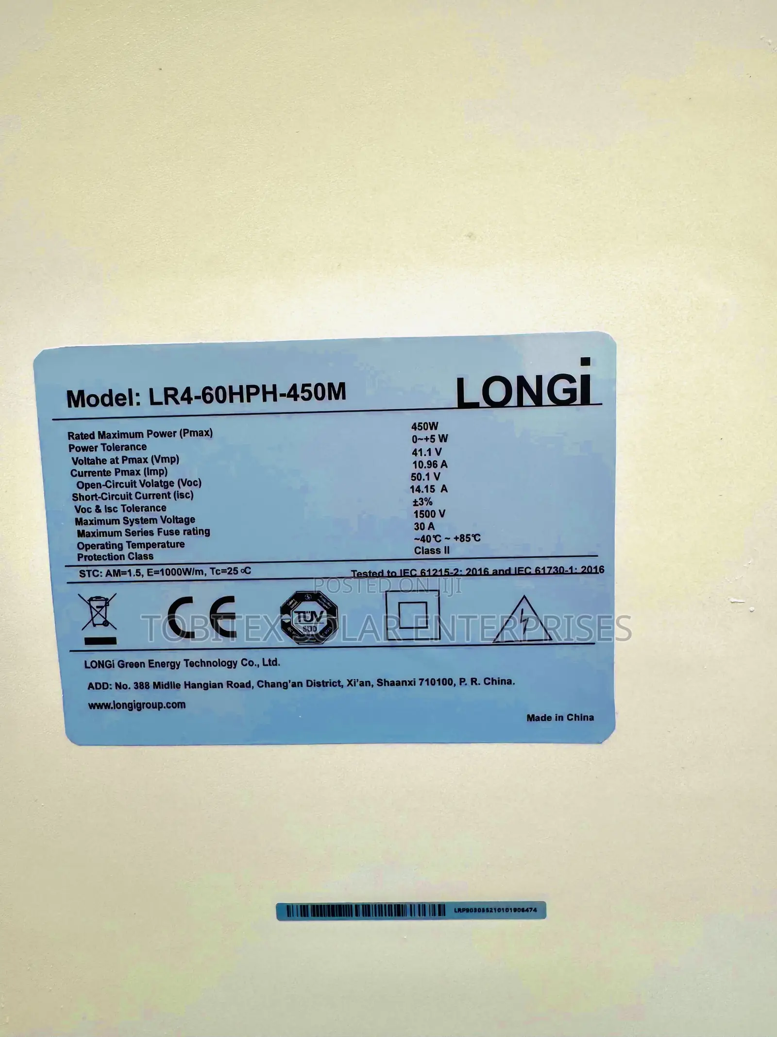 450watts Longi Solar Panels