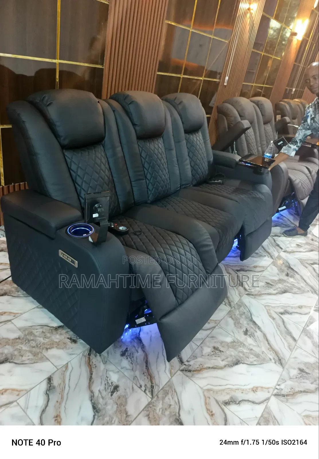 Electric Home Theater Cinema Sofa Chair With Genuine Leather.