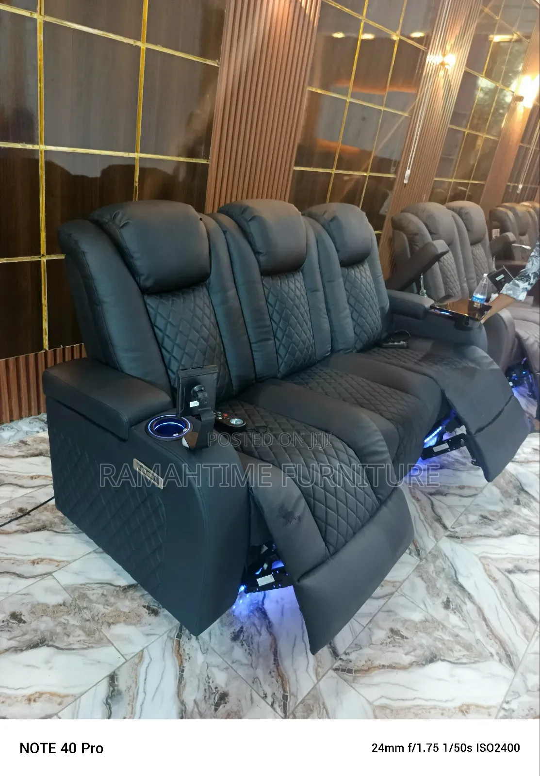 Electric Home Theater Cinema Sofa Chair With Genuine Leather.