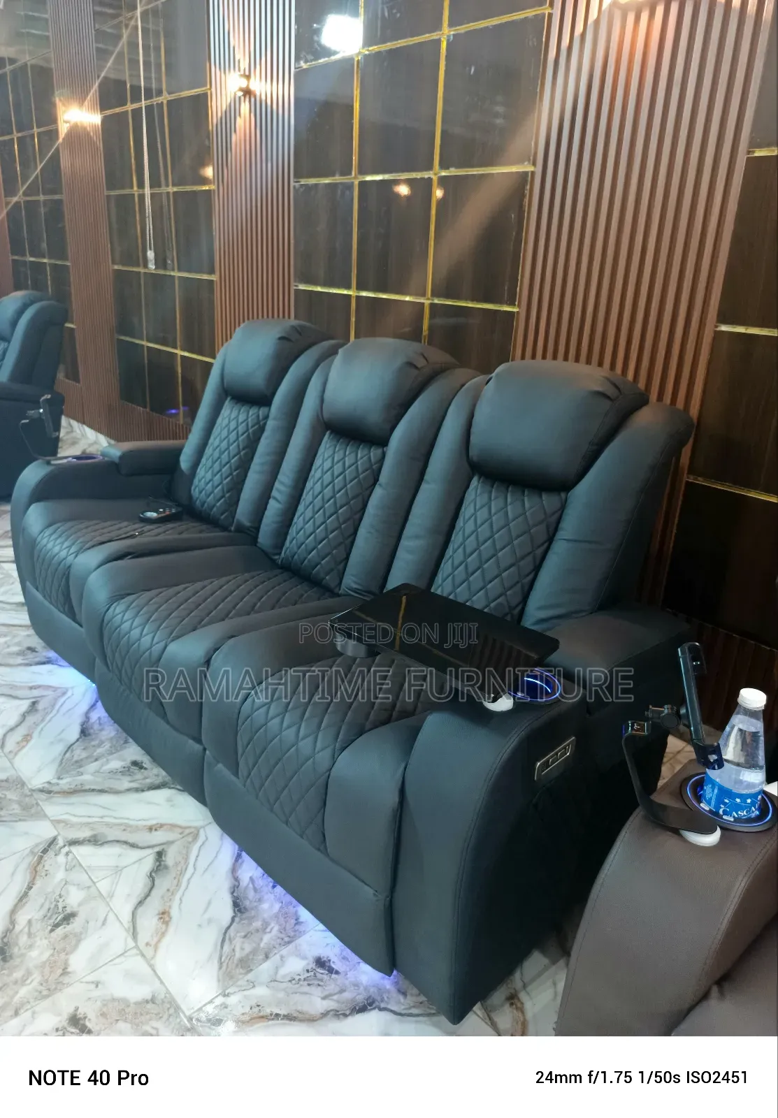 Electric Home Theater Cinema Sofa Chair With Genuine Leather.