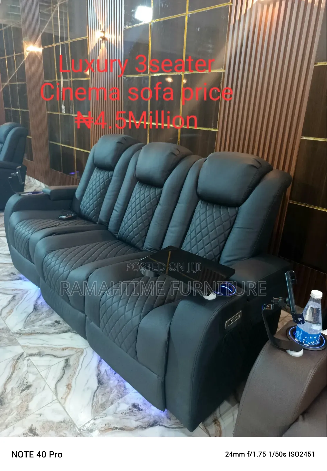 Electric Home Theater Cinema Sofa Chair With Genuine Leather.