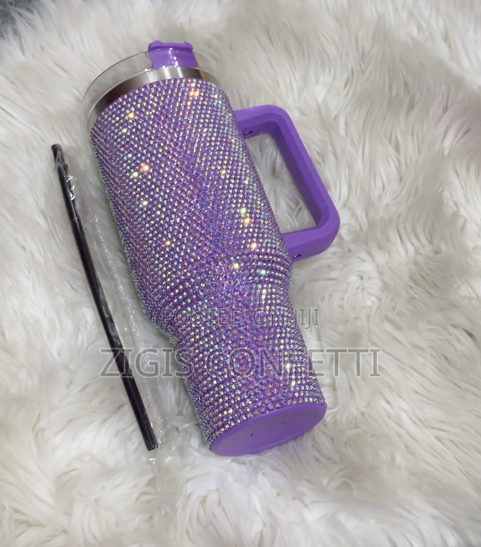 Shiny Rhinestone 40 Oz Tumbler With Handle