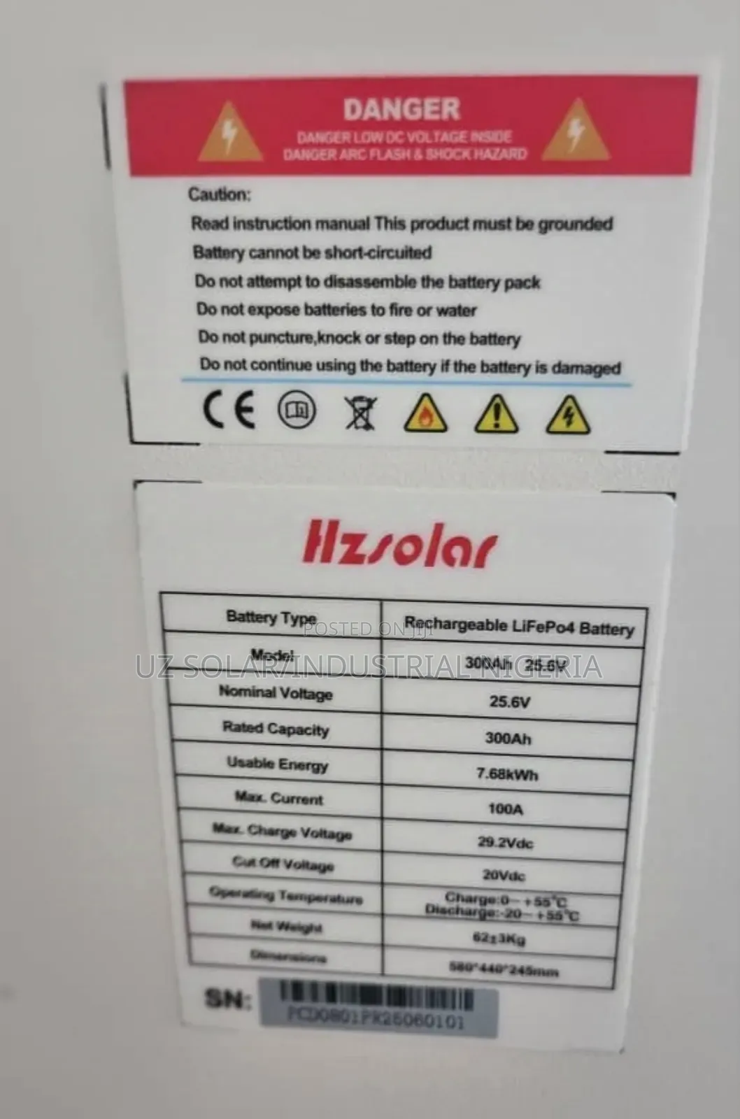 7.6kwh 24v Hz Solar Lithium Battery