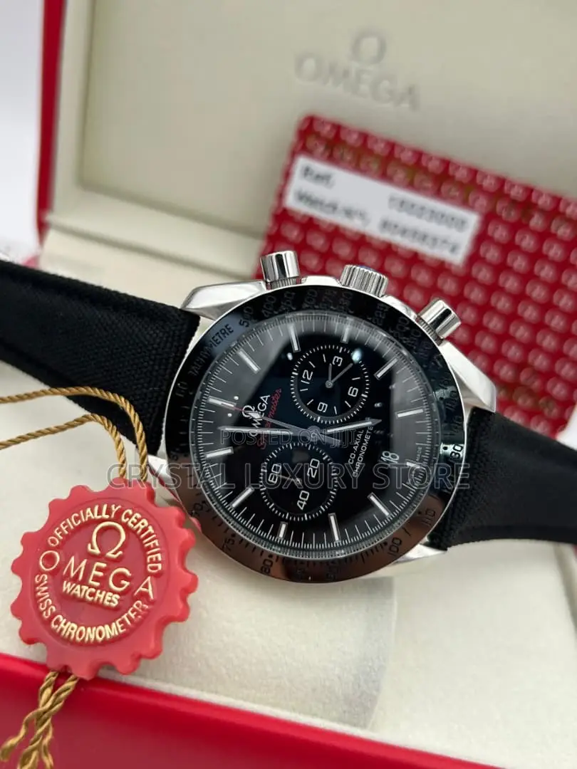Omega Quality Luxury Men Genuine Leather Wristwatch