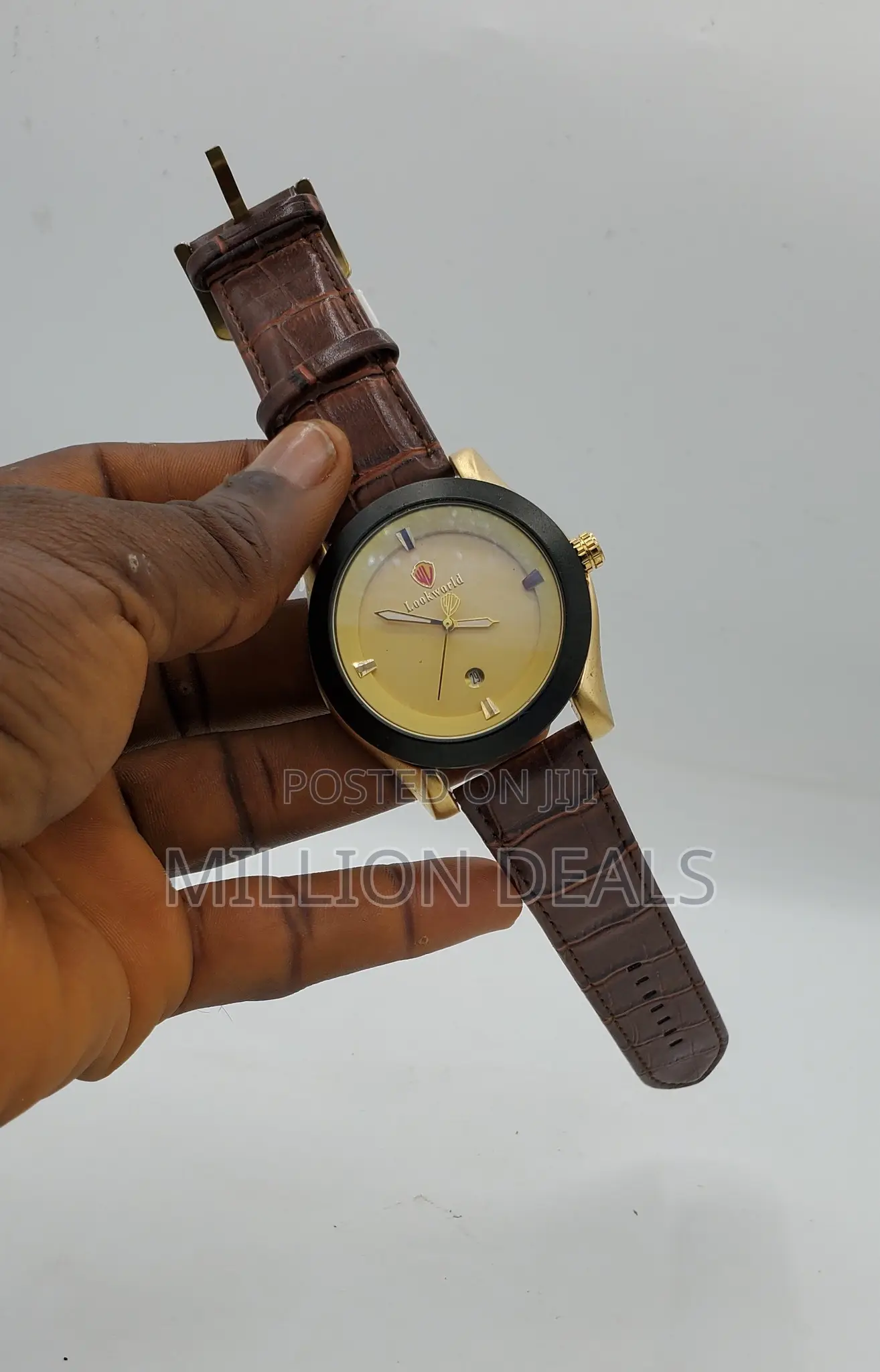 Brown Leather Strap Men's Wrist Watch