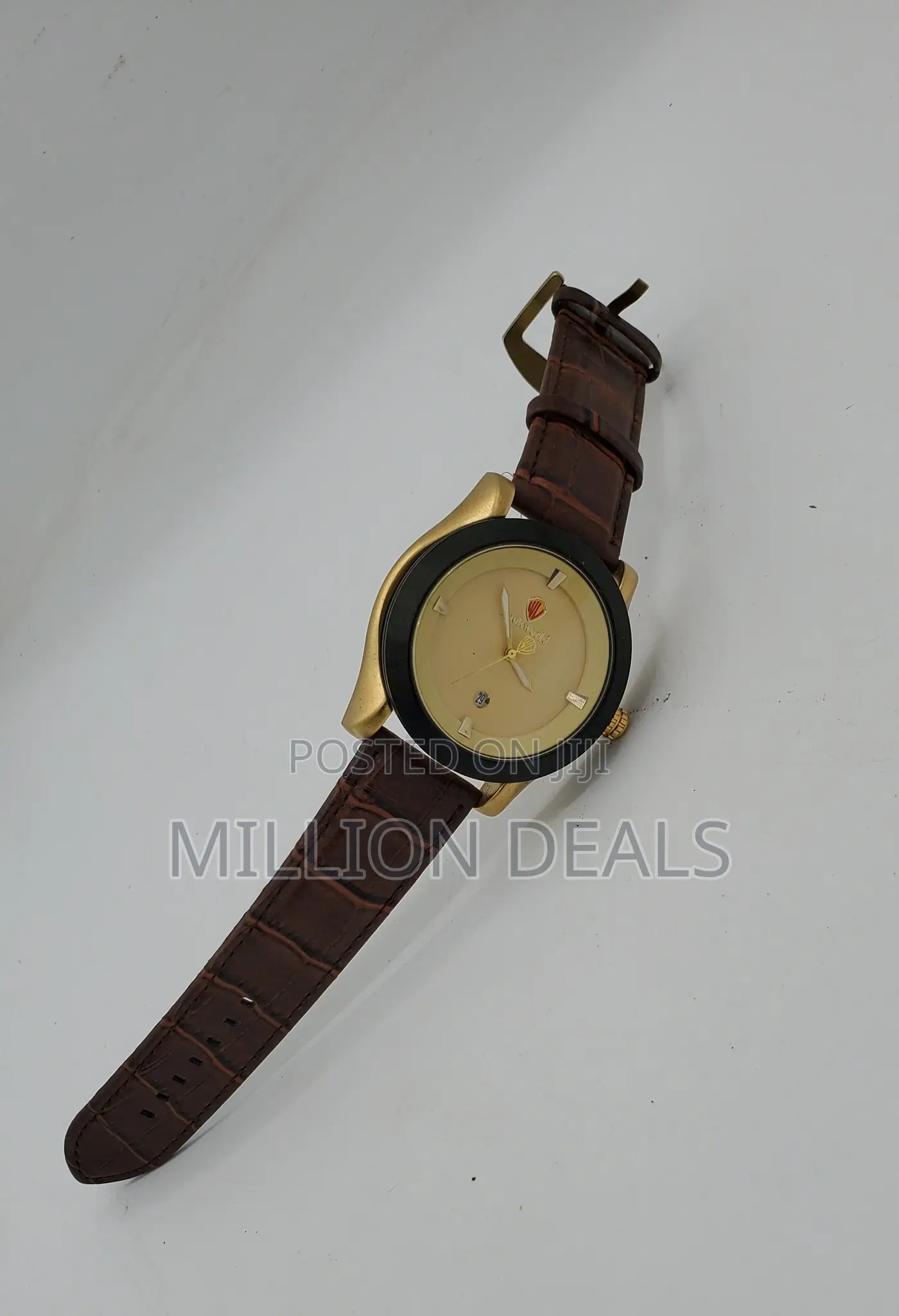 Brown Leather Strap Men's Wrist Watch