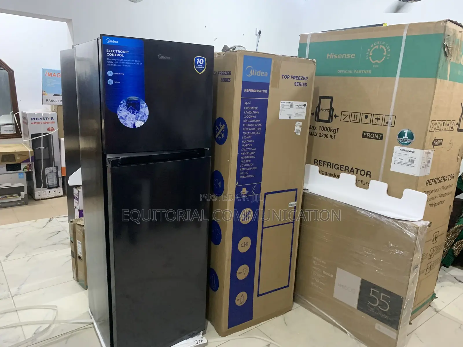 Elegant Jazz Black Midea Fridge – Top Freezer