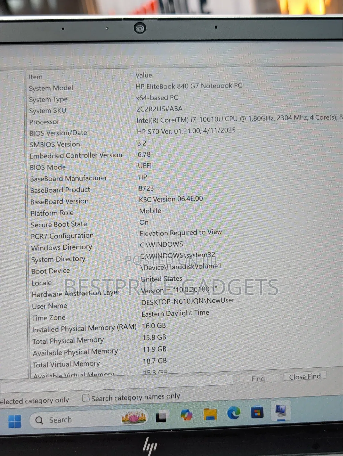 Laptop HP EliteBook 840 G7 16GB Intel Core I7 SSD 512GB