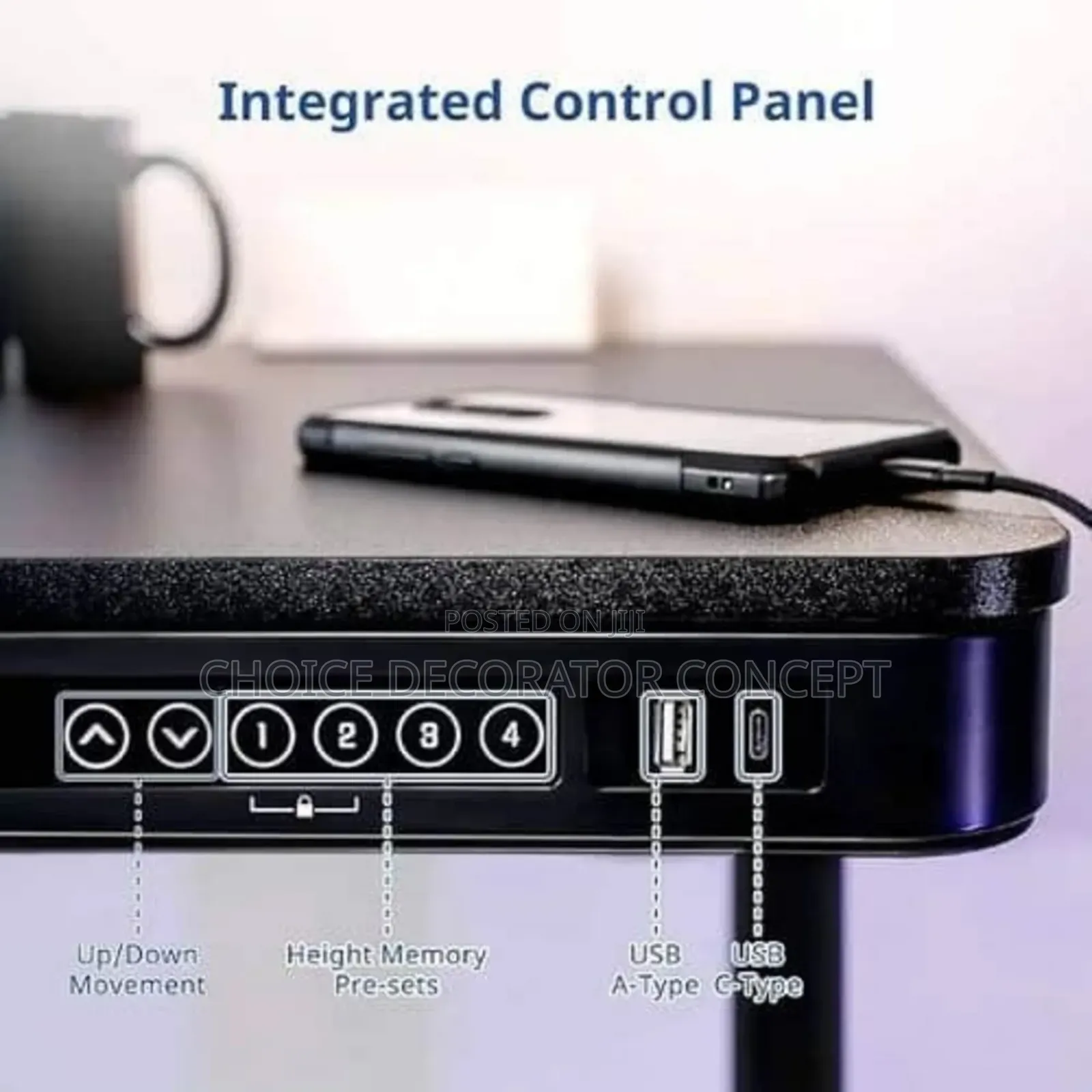 Electric Adjustable Height Computer Desk Glass Top