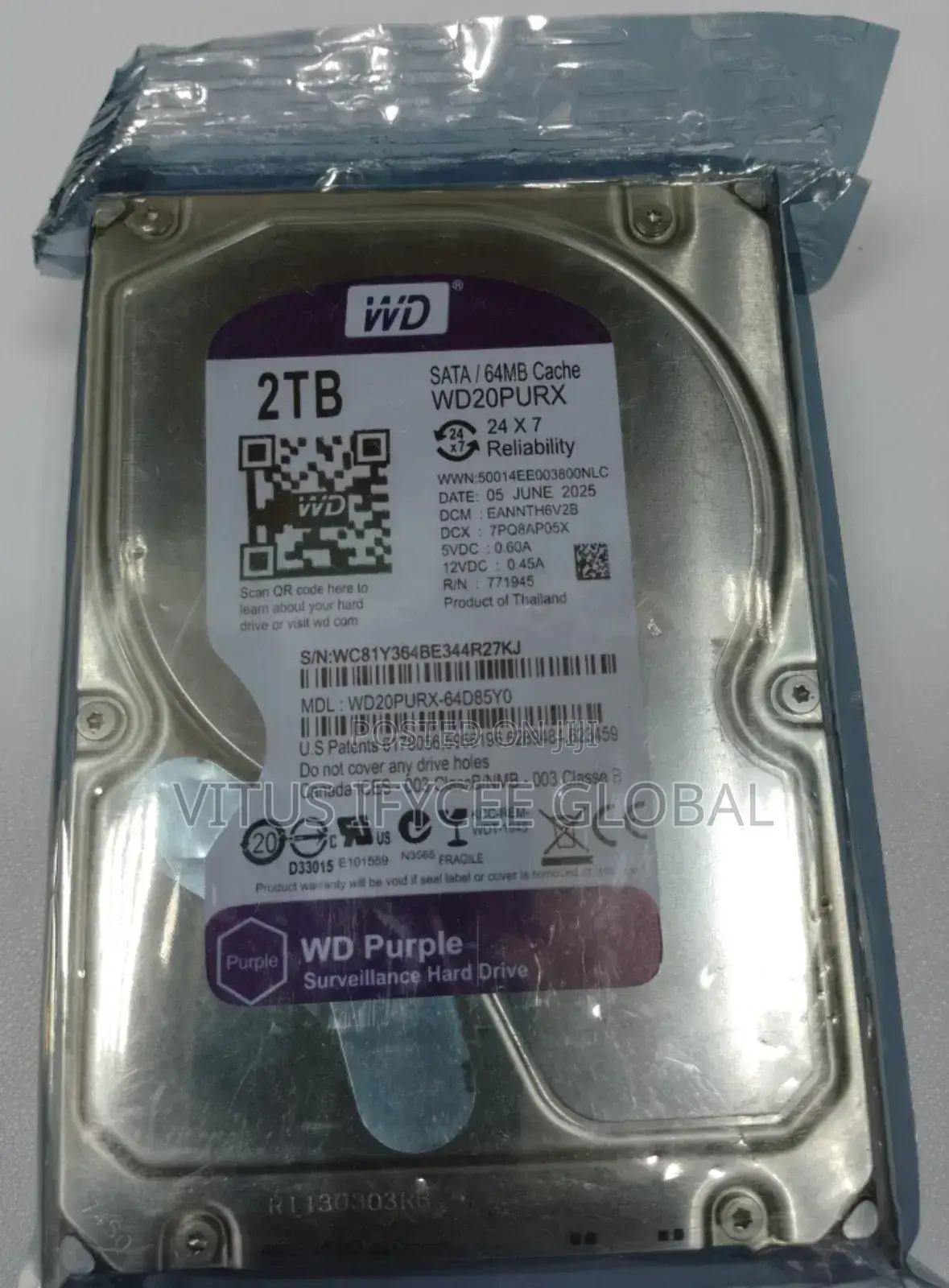 Western Digital Wd Purple 2tb Surveillance Hard Disk Drive