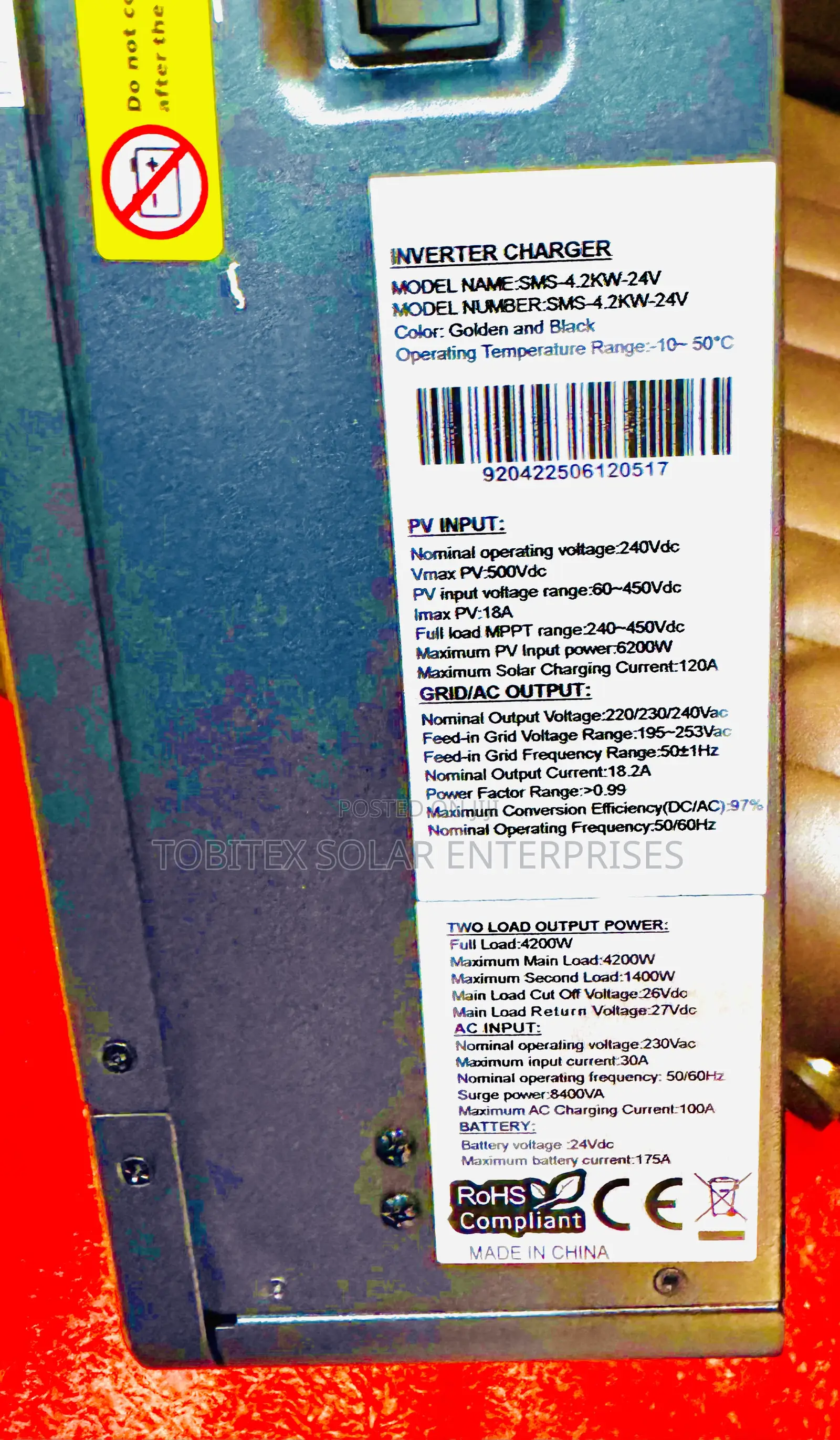Sms Hybrid Solar Inverter 4.2kva 24v Promo