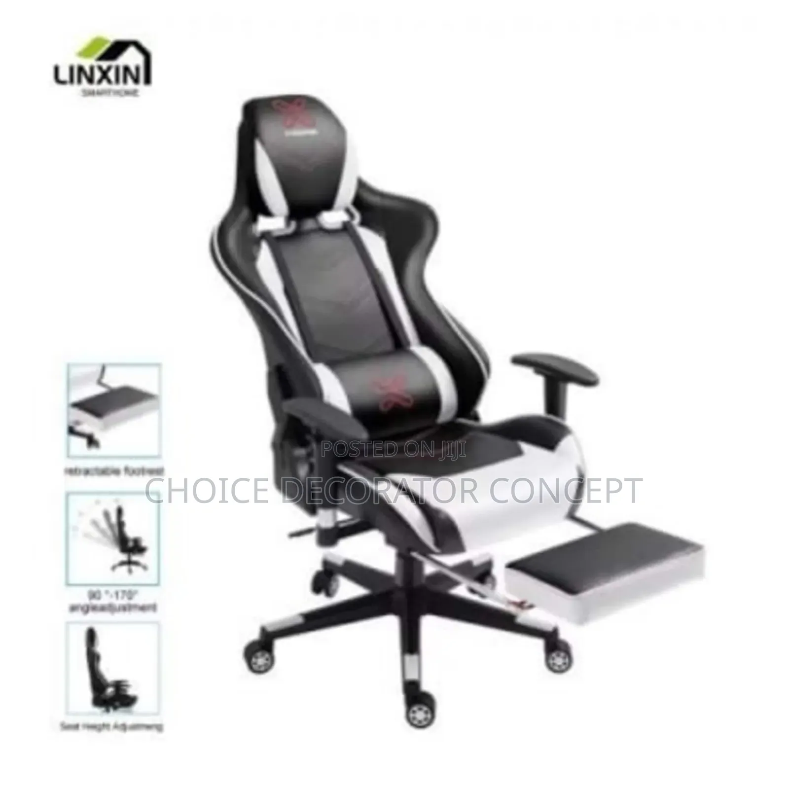 Furgle Computer Racing Gaming Ergonomic Chair + Footrest