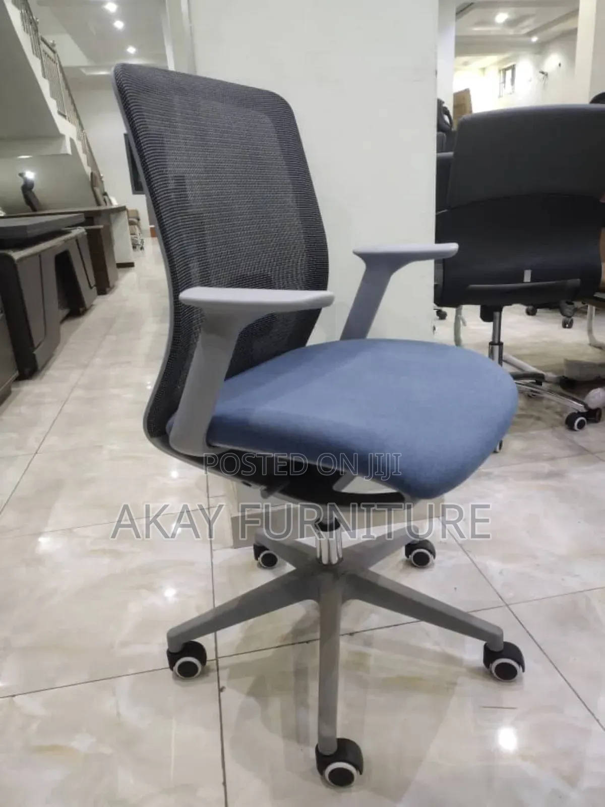 Blue And Grey Swivel Office Chair