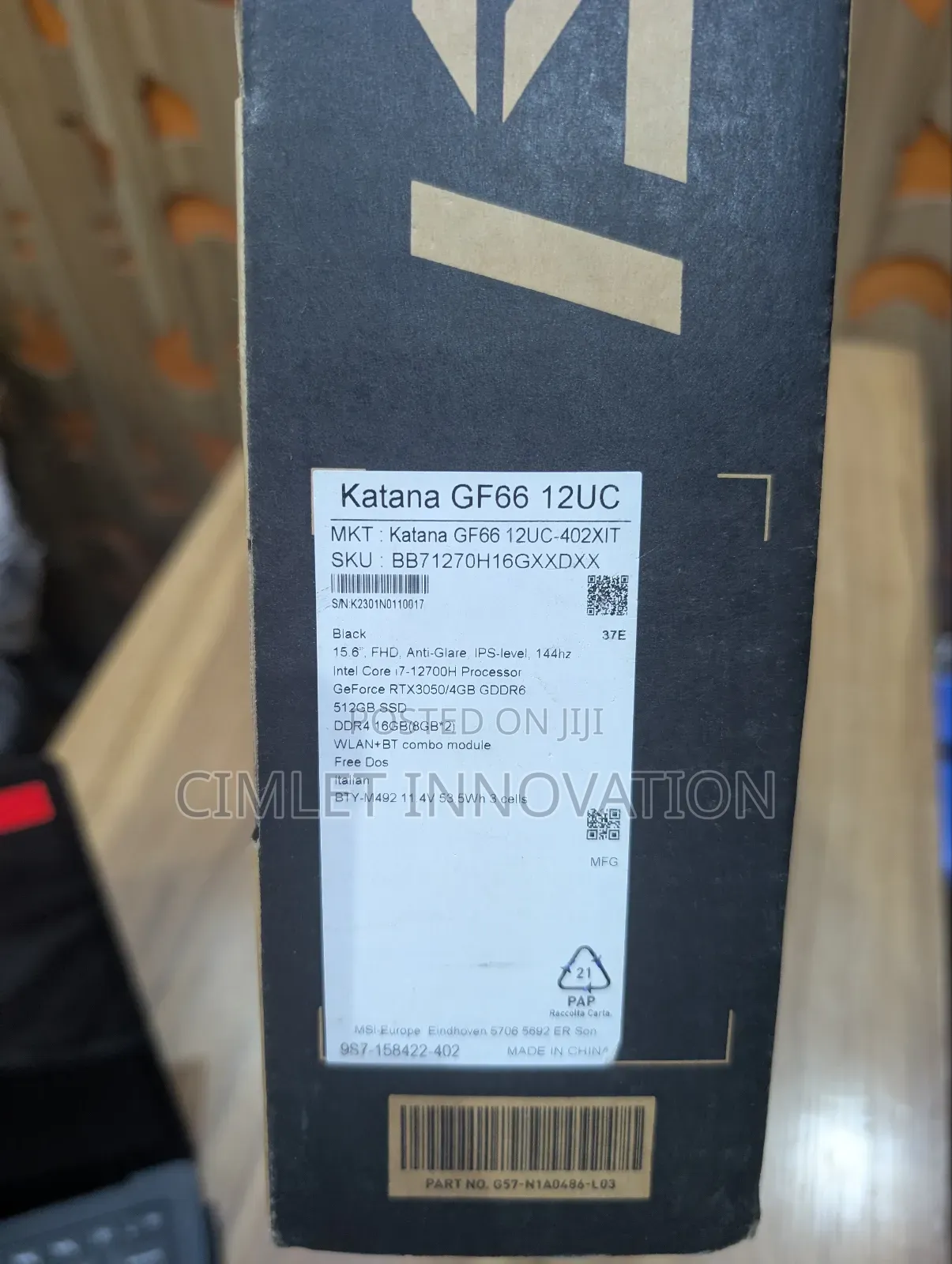 Laptop MSI Katana GF66 16GB Intel Core i7 SSD 512GB