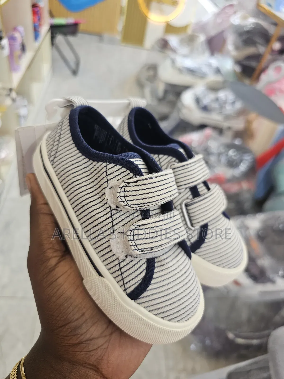 H M Kids' Cotton Trainers With a White and Striped Pattern