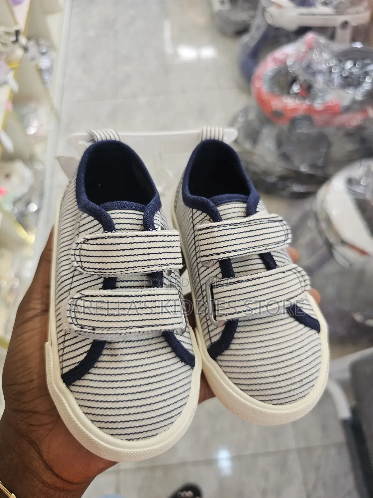 H M Kids' Cotton Trainers With a White and Striped Pattern