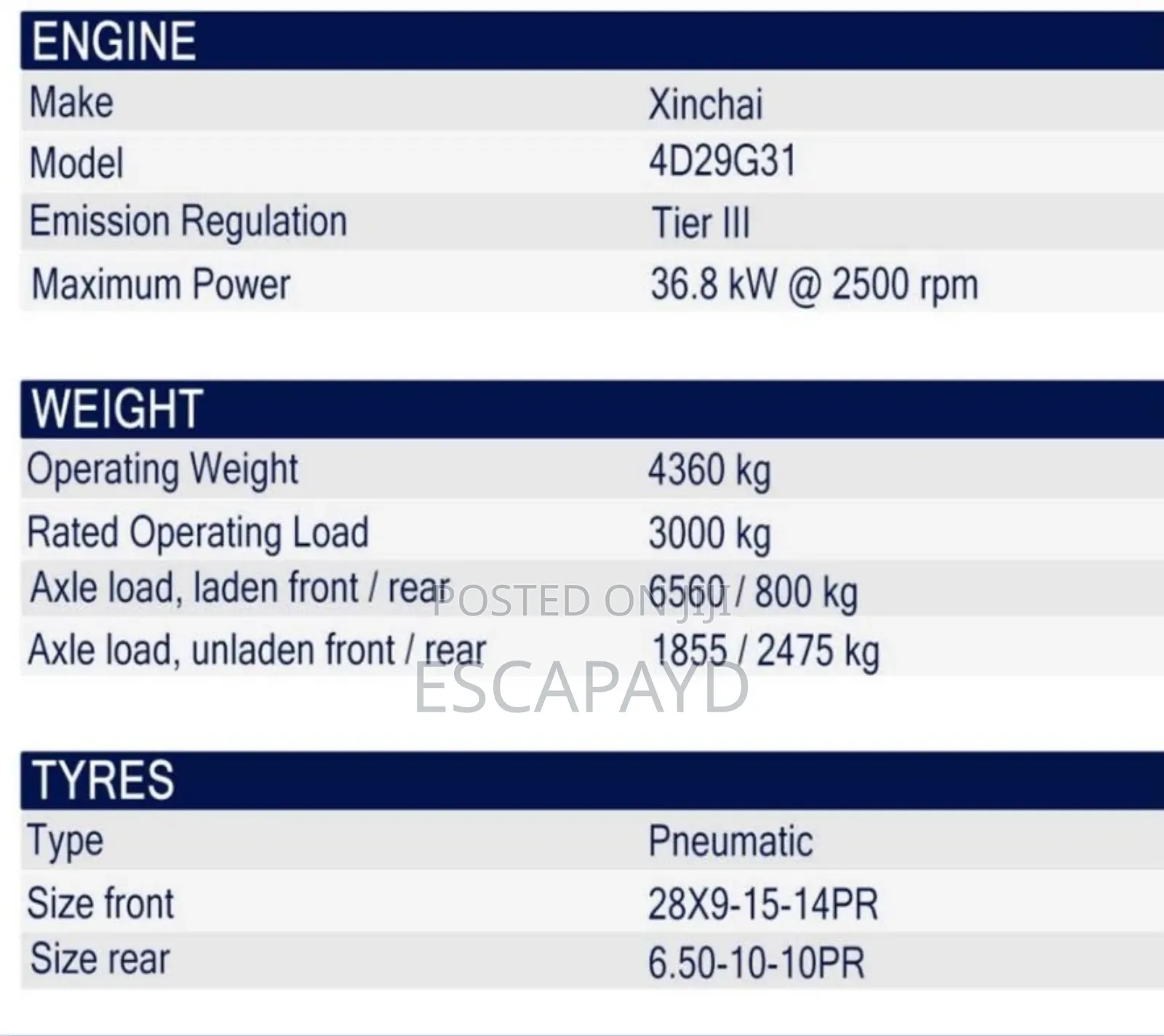 XCMG Xcf30kt 3-Ton Diesel Forklift With 2-Year Warranty