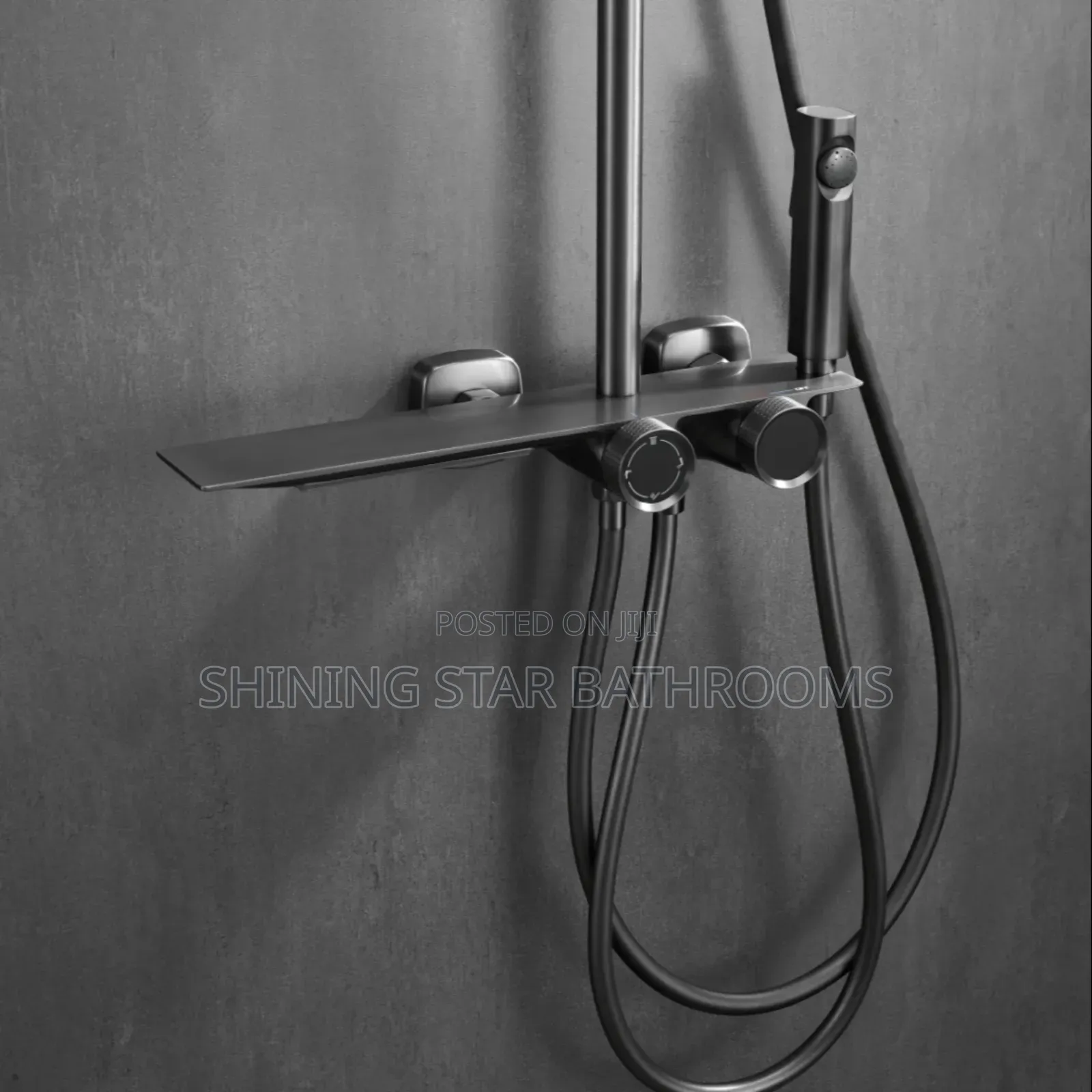 Rainfall Grey Standing Shower Set