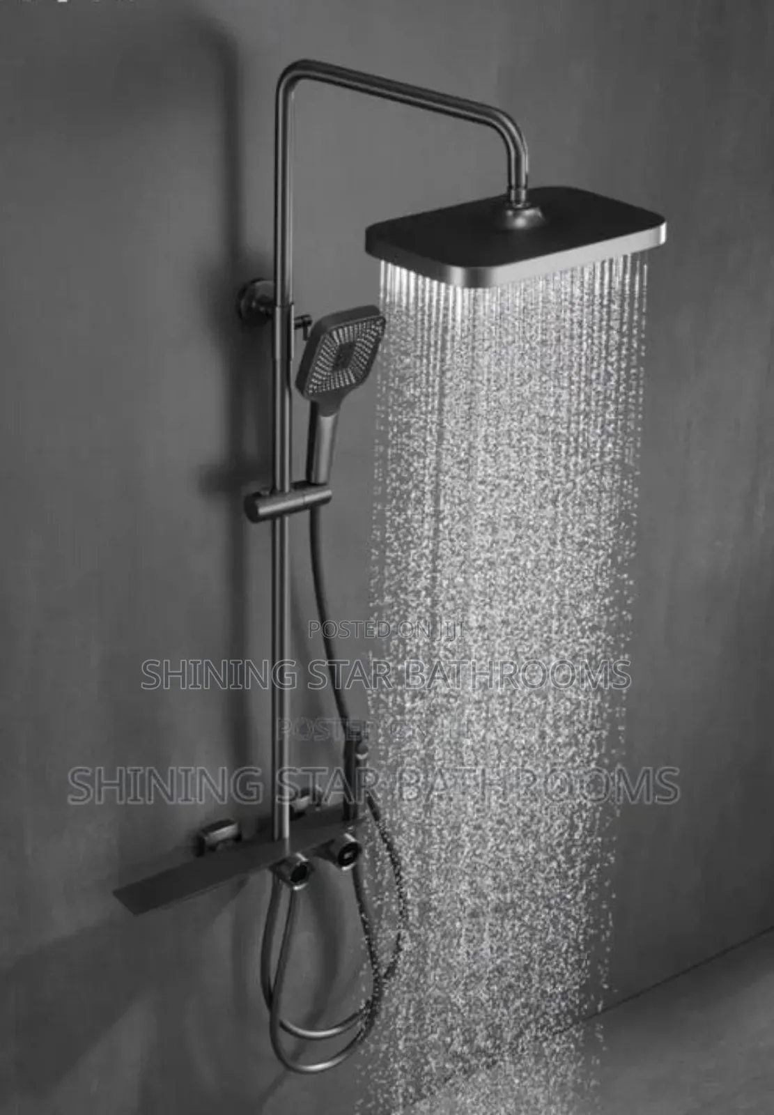 Rainfall Grey Standing Shower Set