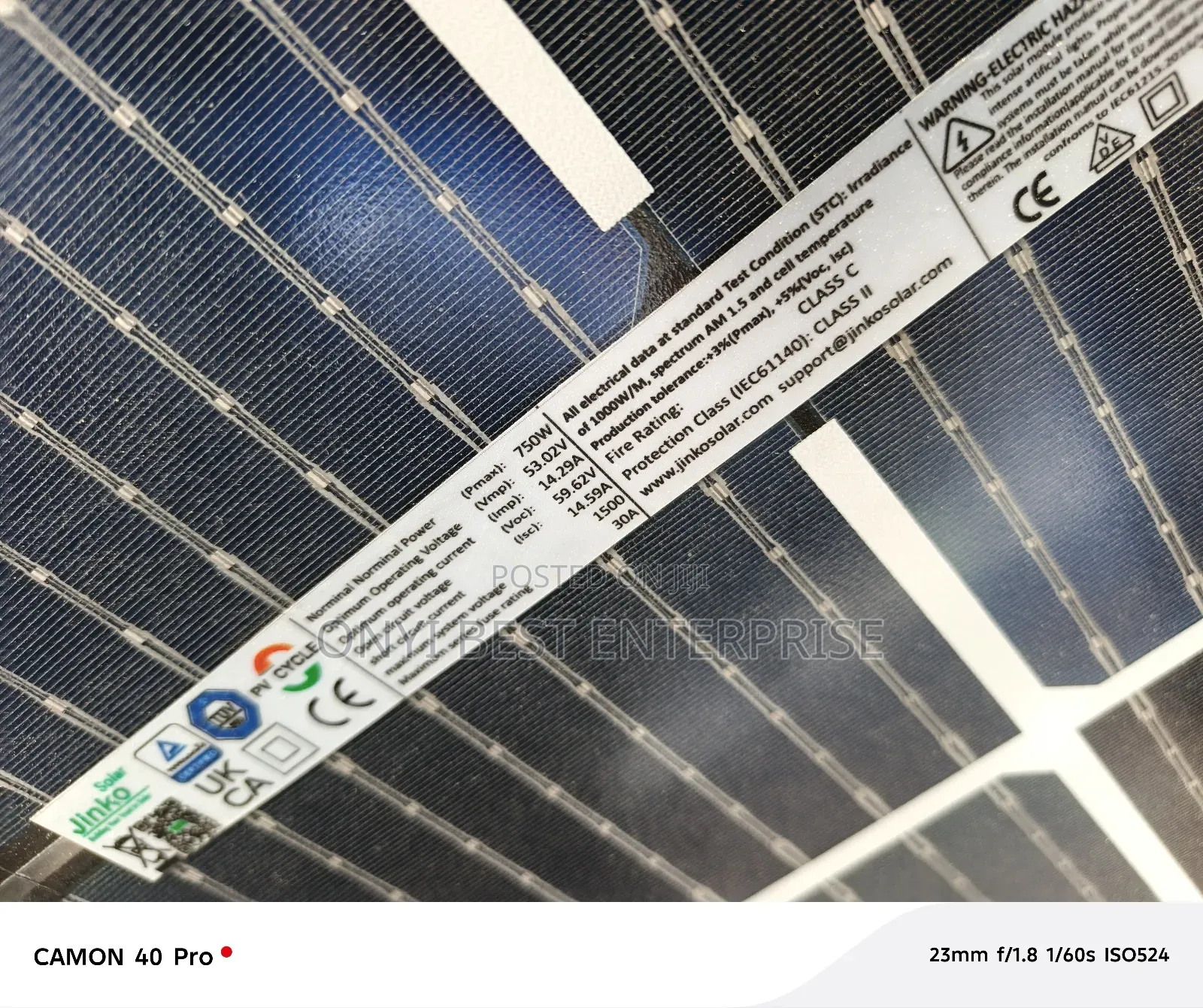 Jinko Solar Panels Bifacial 750watts Grade a Half Cut
