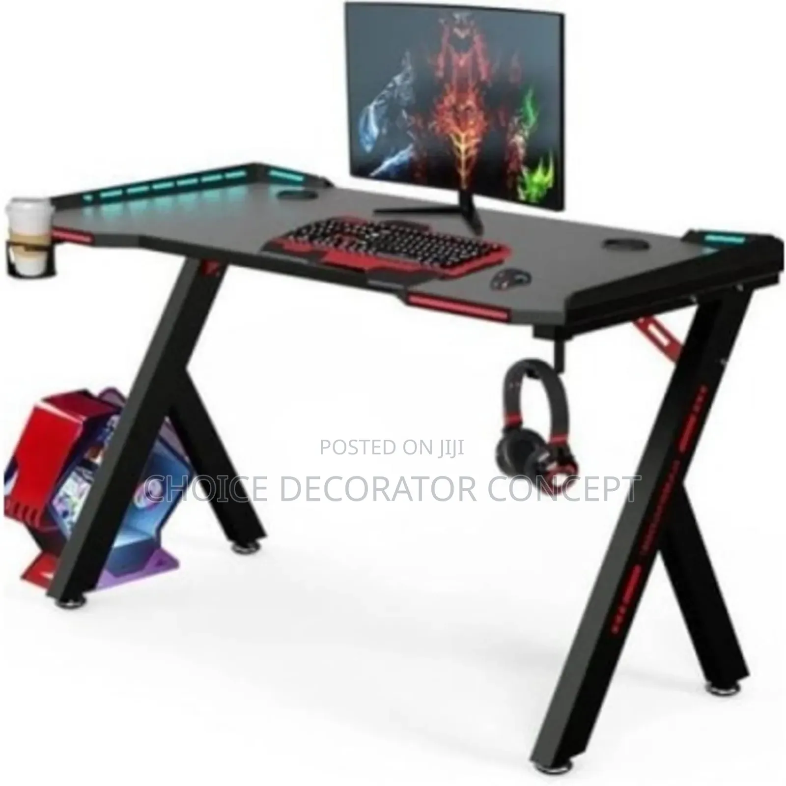 RGB Lighting Home Office Desk Gaming - 1.4mtr - Black