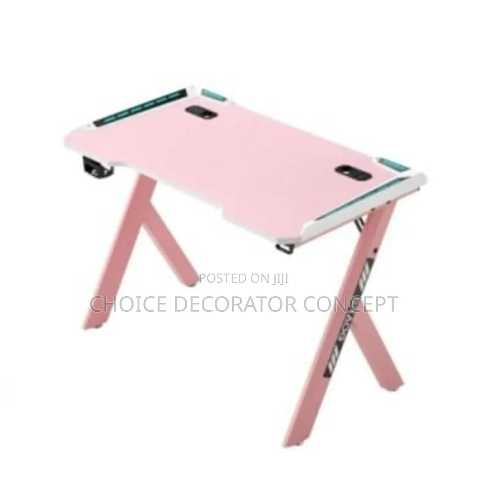 Gaming Desk With RGB Led Light - Pink