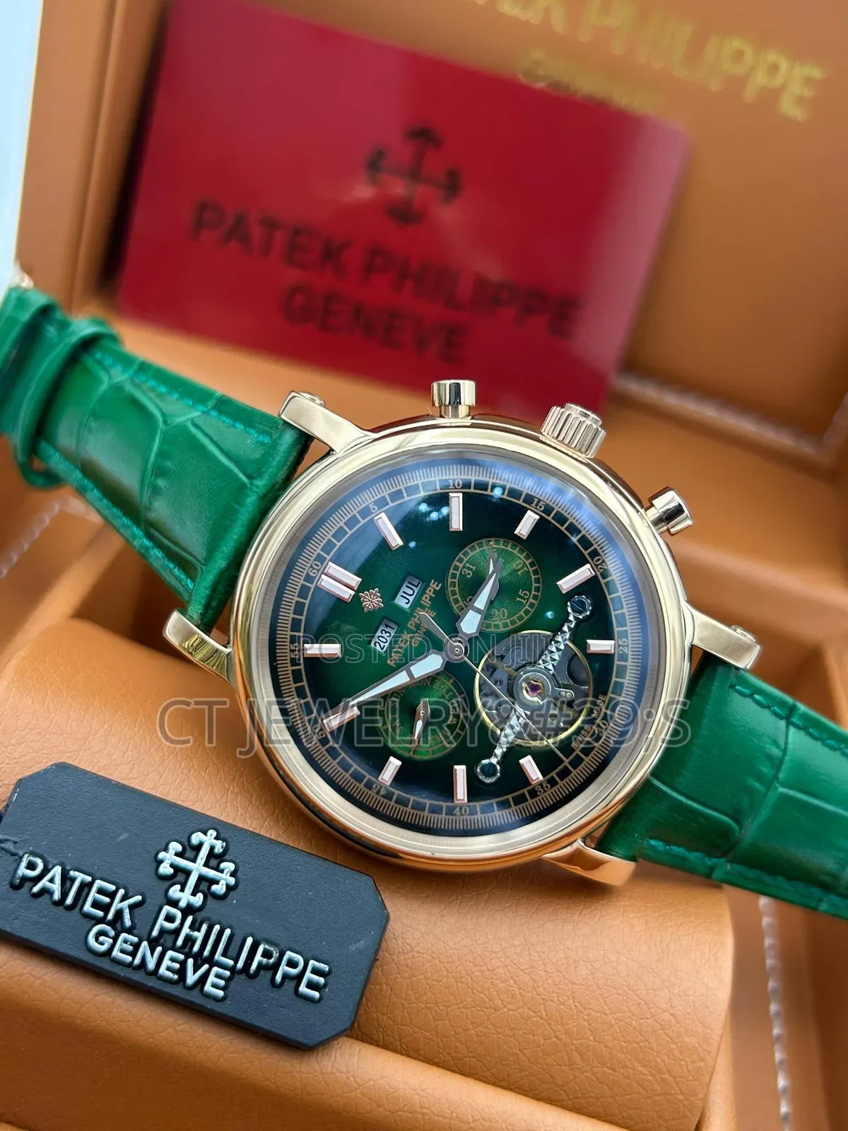 Patek Philippe Chronograph Men's Collections  Watch Genuine Leather