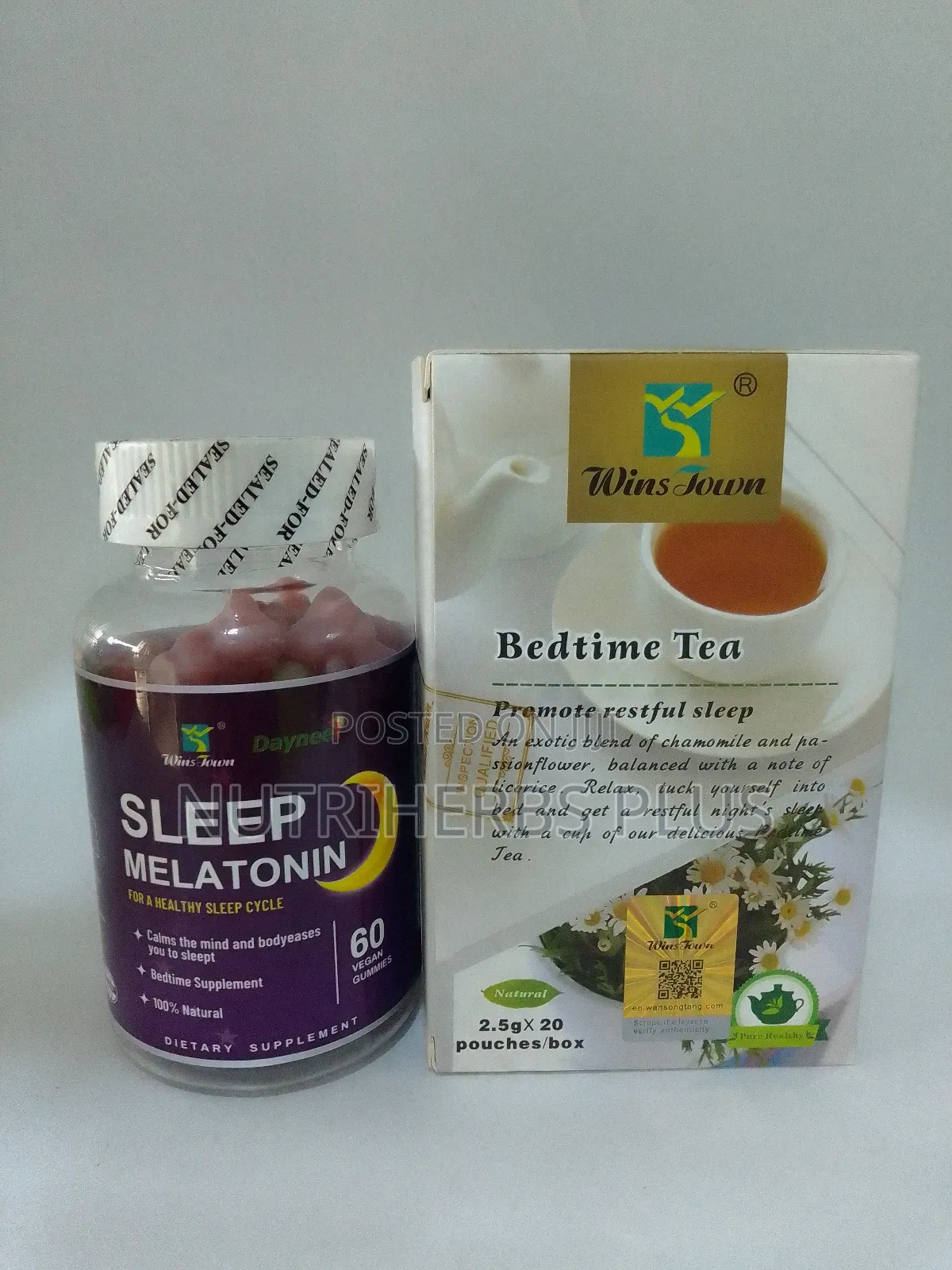 Wins Town Sleep Melatonin Gummies +Bedtime Tea:For a Sound Sleep