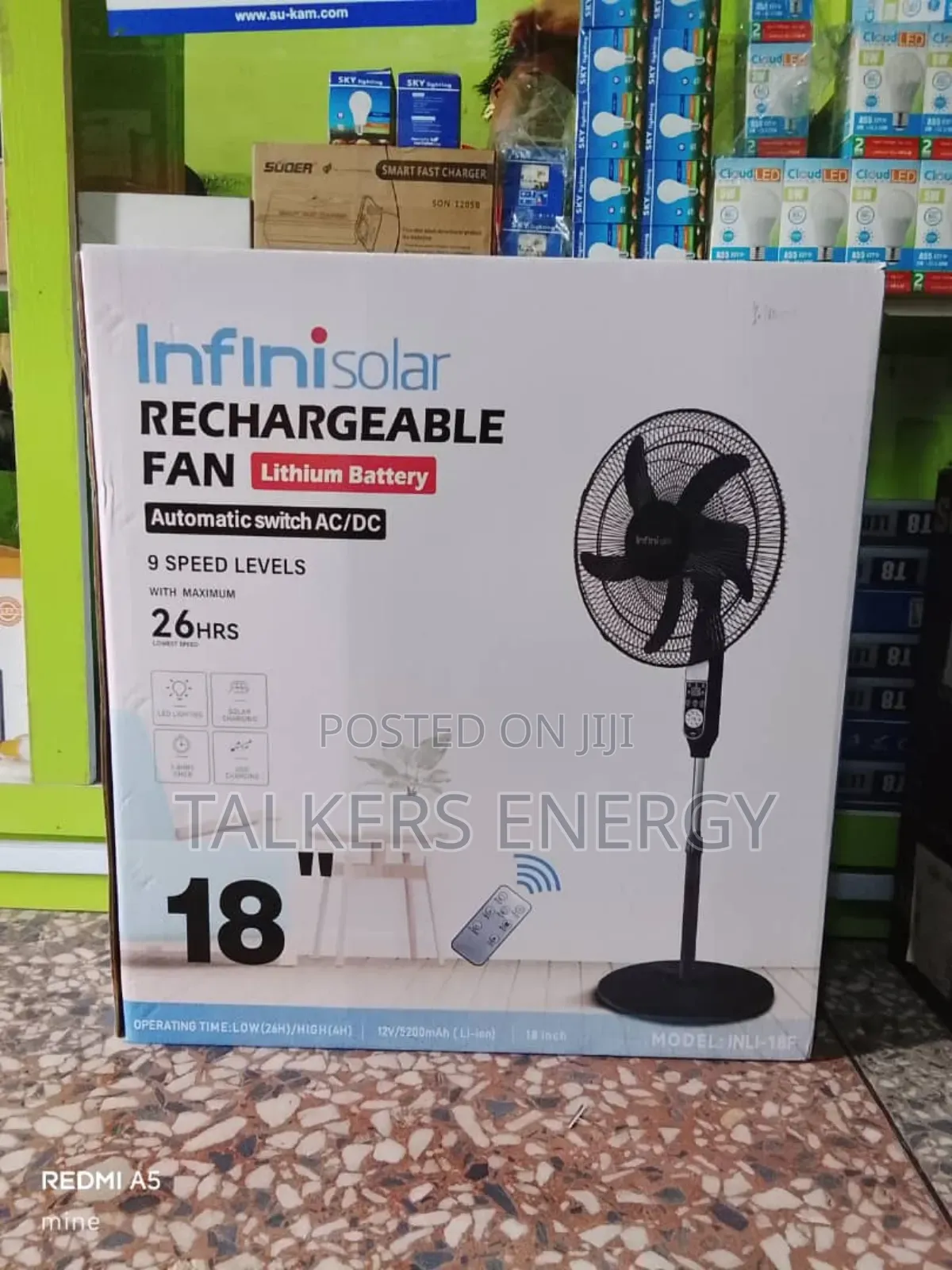 18 Inches Solar Rechargeable Standing Fan