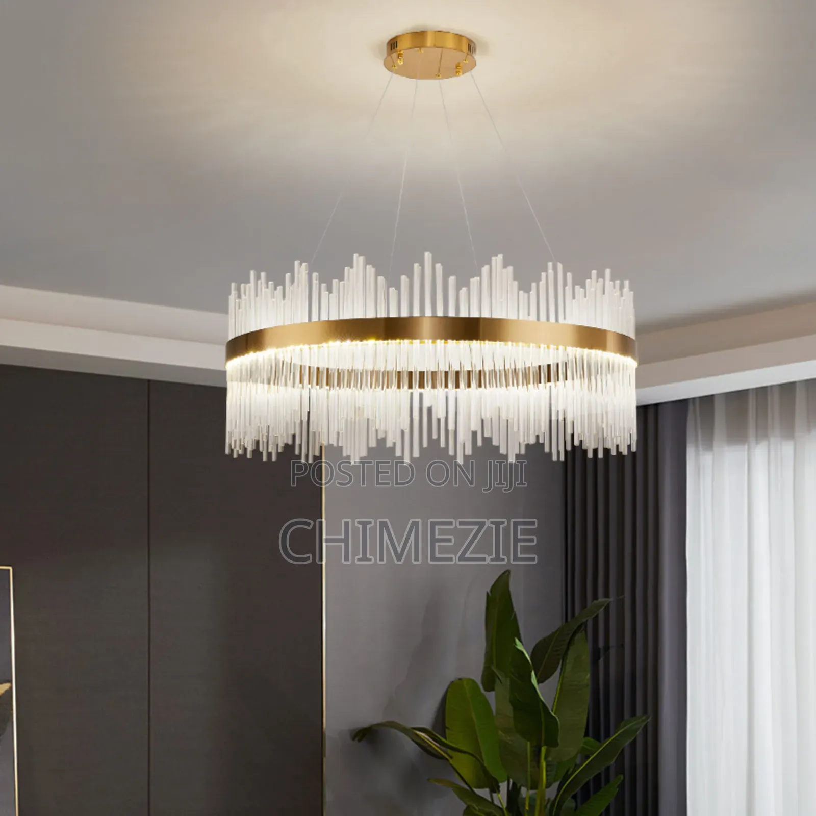 Modern Gold Led Lights Adjustable Height Wheel Chandelier 600mm