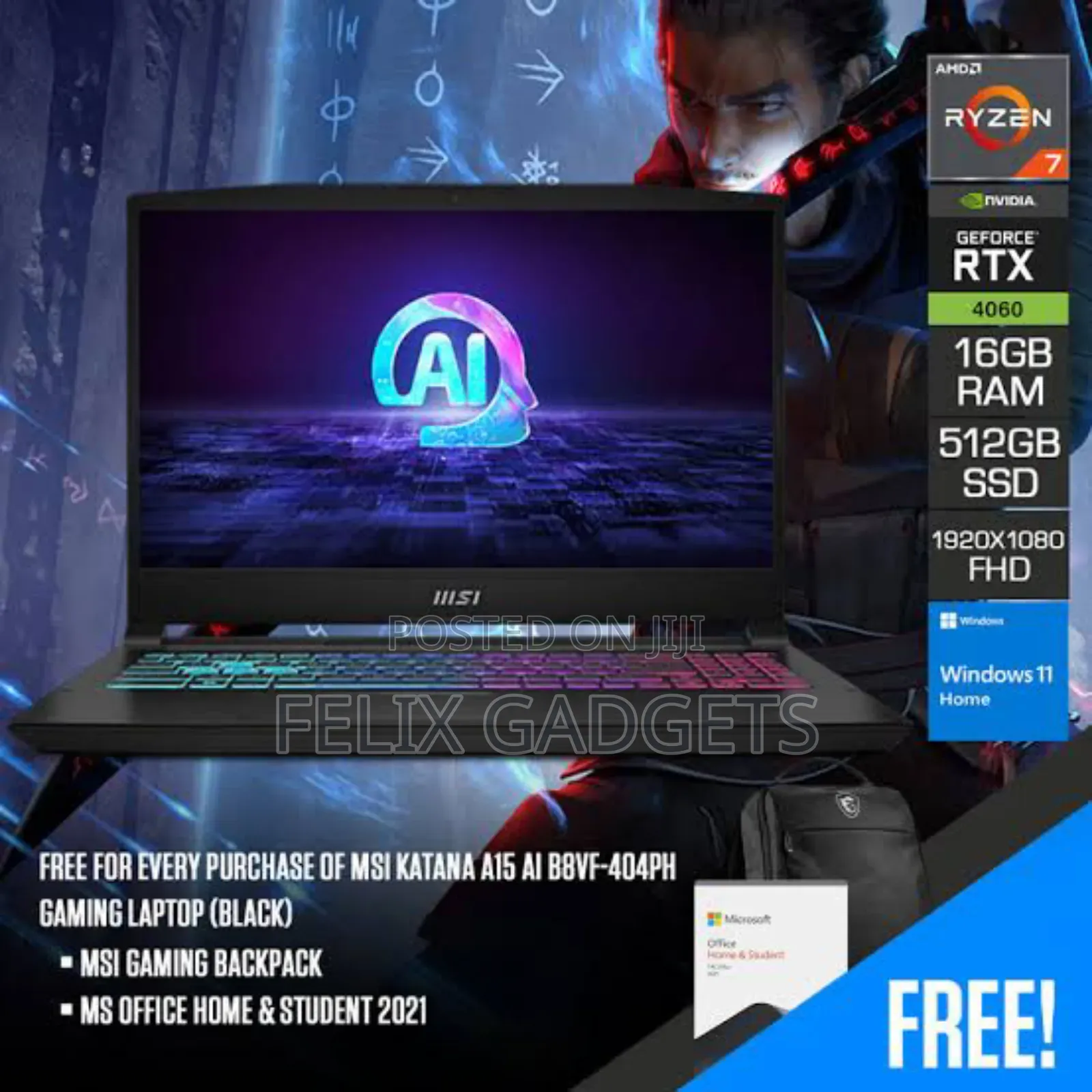 New Laptop MSI Katana 15 32GB AMD Ryzen 7 SSD 1T